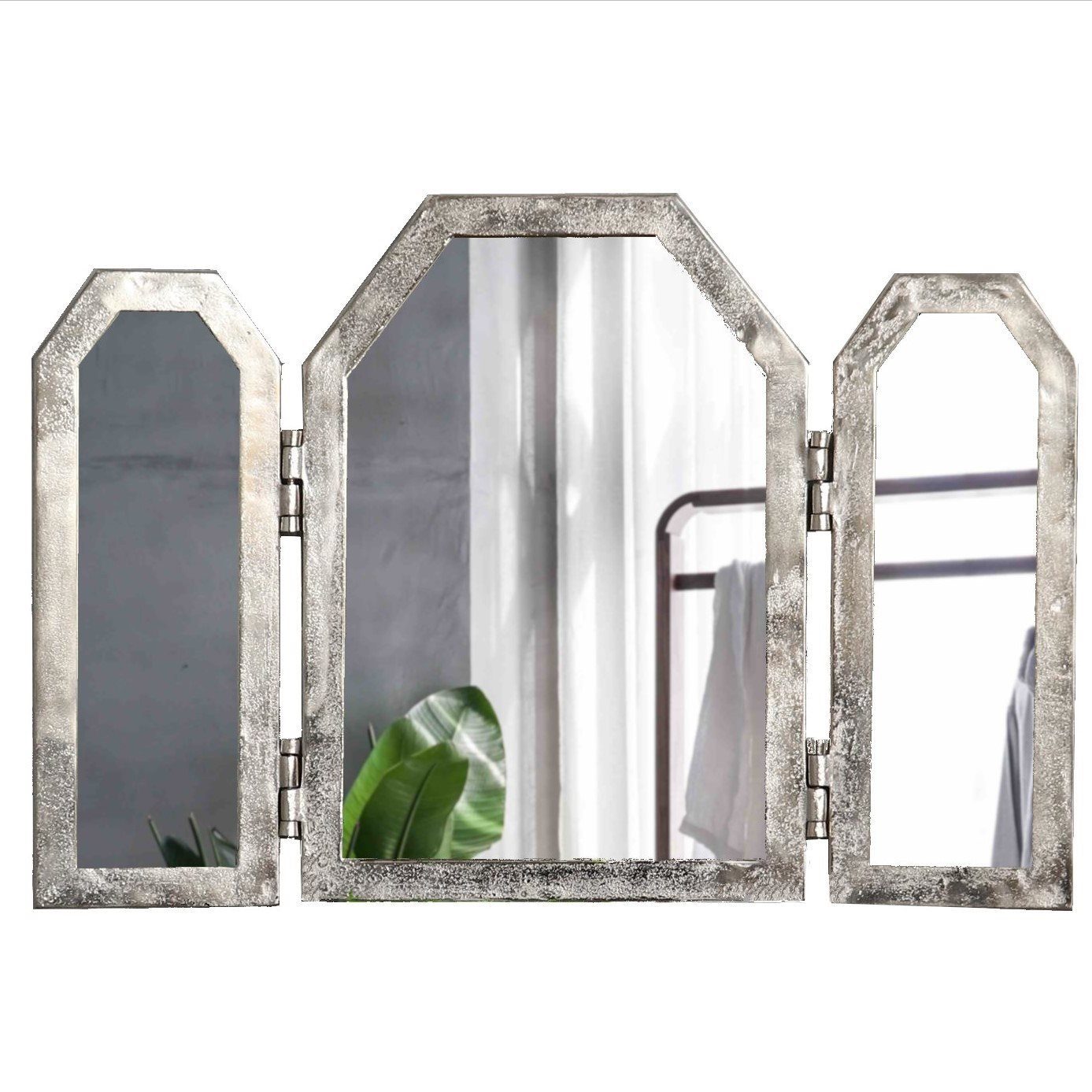 baario Wandspiegel »Wandspiegel ALBI«, silber Aluminium 3-teilig klappbar  Bad Antik Design Klappspiegel online kaufen | OTTO