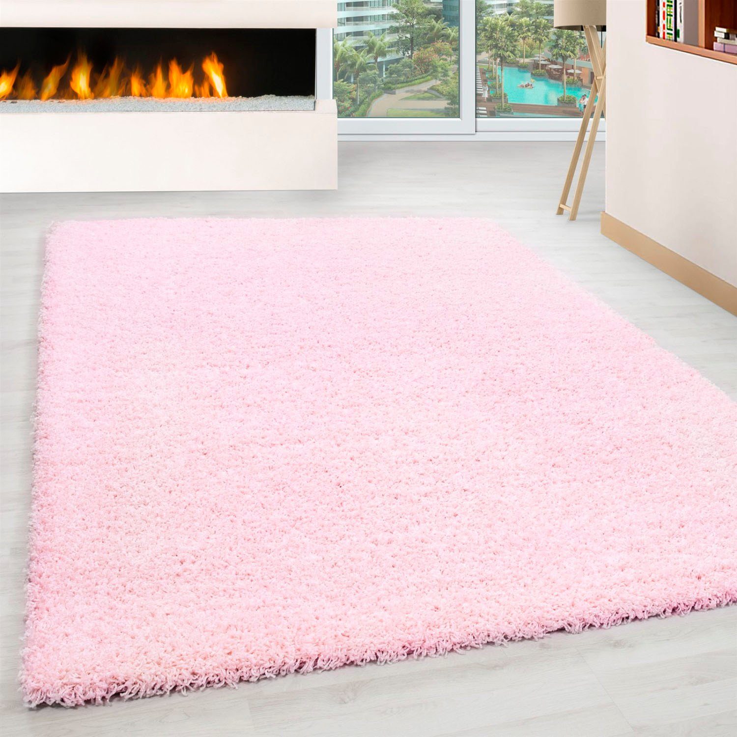 Hochflor-Teppich Life Teppiche, rechteckig, Höhe: rund und pink 30 als Läufer in Shaggy Langflor, große mm, Farbauswahl, uni, robust, auch 1500, Ayyildiz