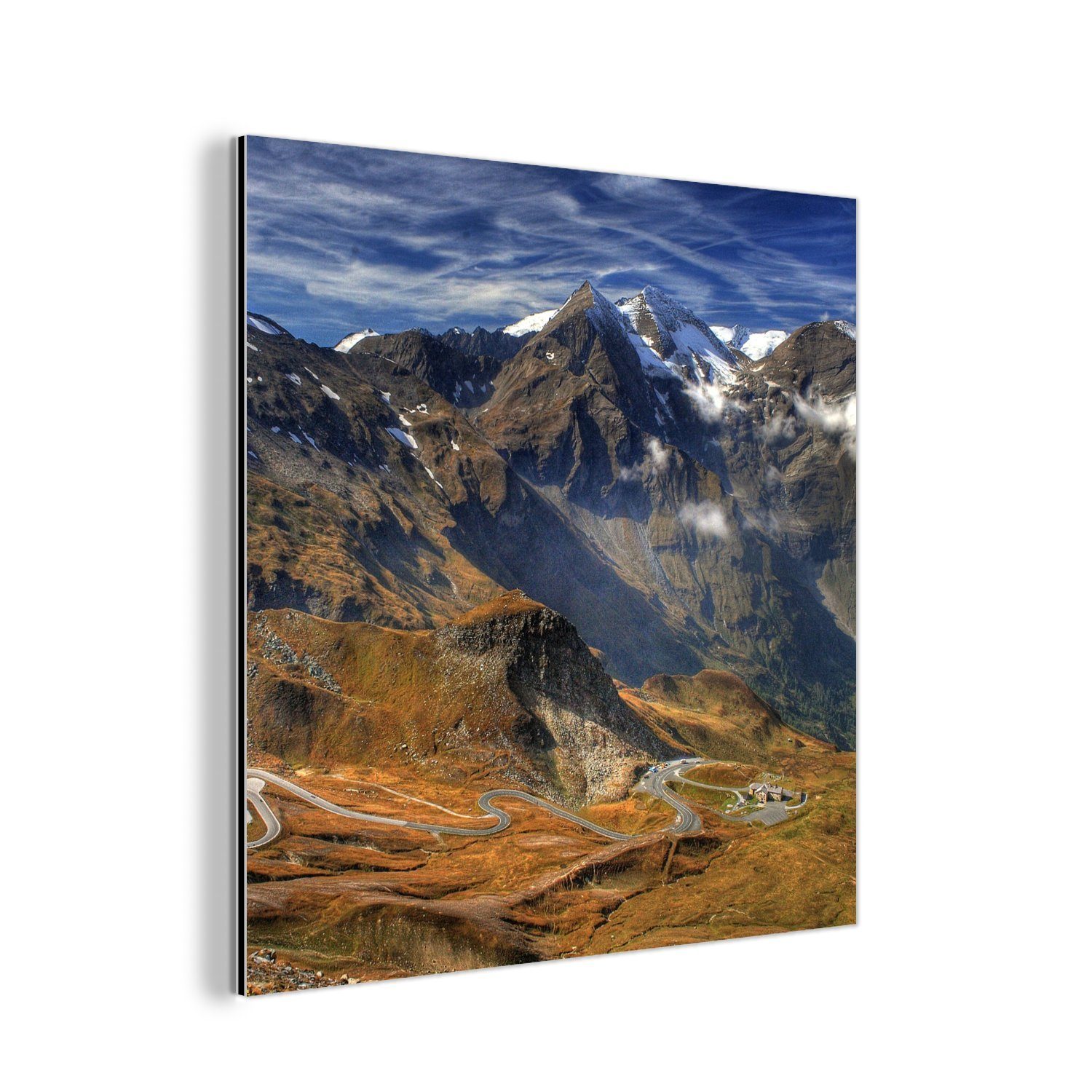 MuchoWow Metallbild Der Weg zum höchsten Berg Österreichs, (1 St), Alu-Dibond-Druck, Gemälde aus Metall, Aluminium deko