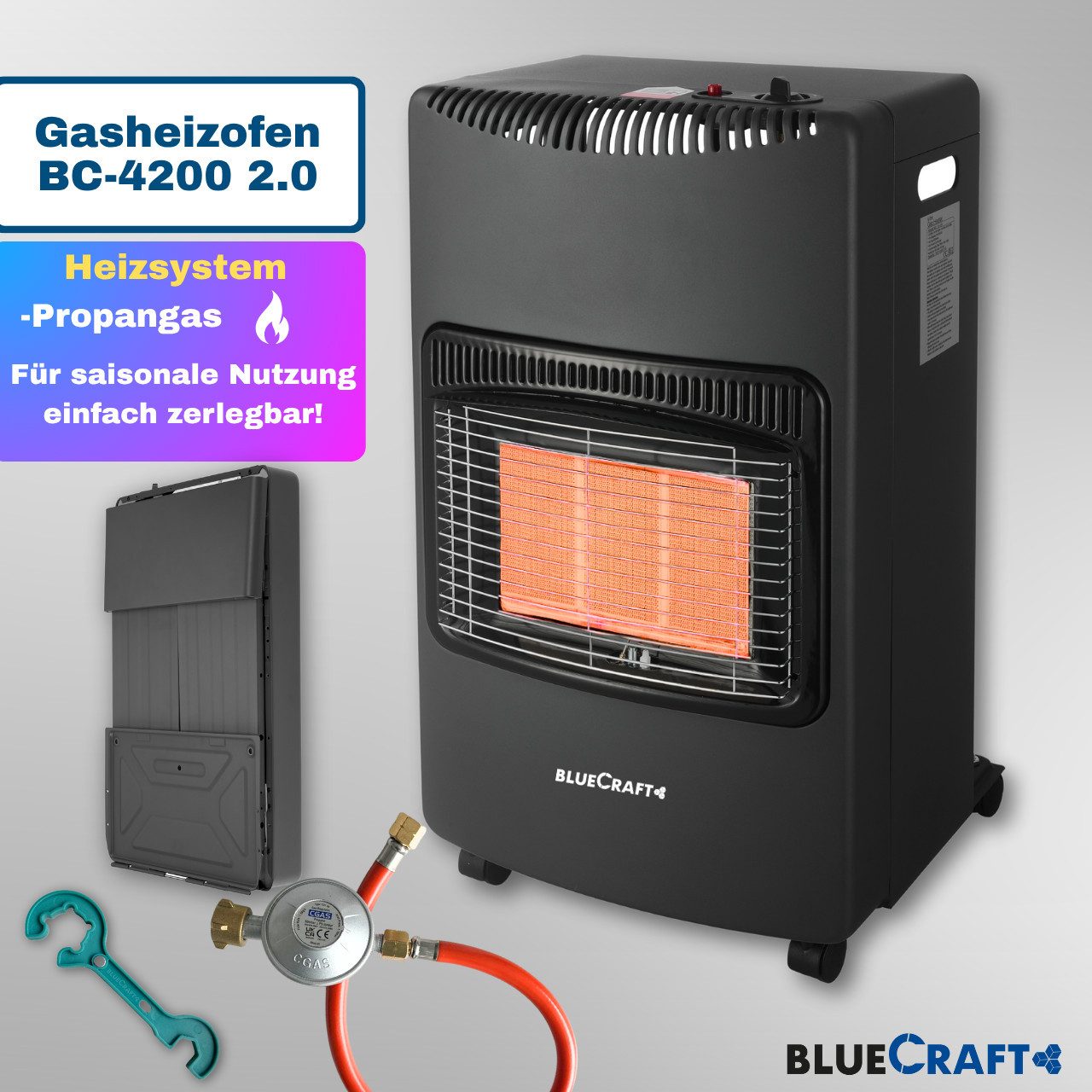 BlueCraft Heizstrahler PREMIUM Gasheizung Gasofen 4200 günstig online kaufen