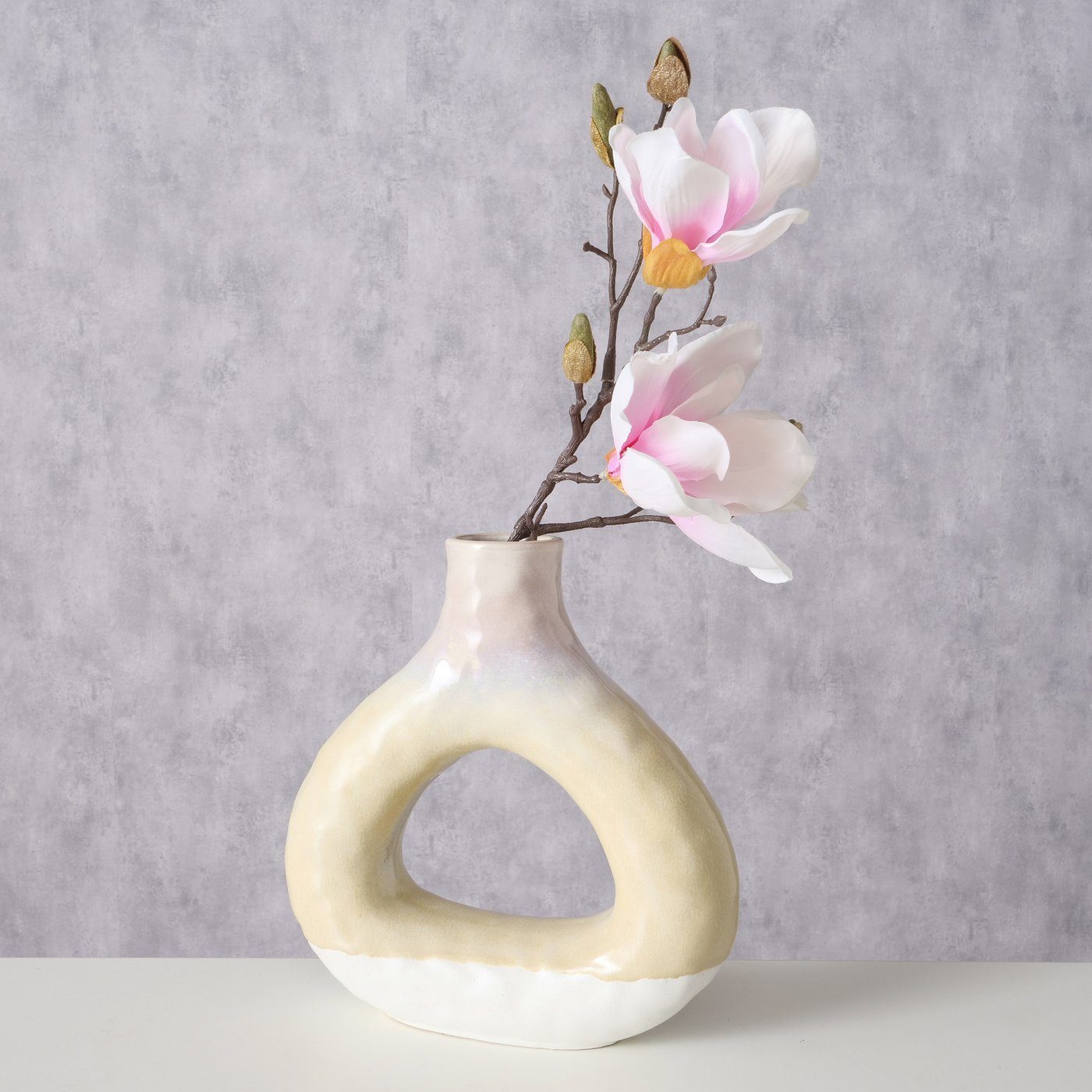 Keramik "Triple" beige, Vase BOLTZE (Steingut) Dekovase in aus Blumenvase