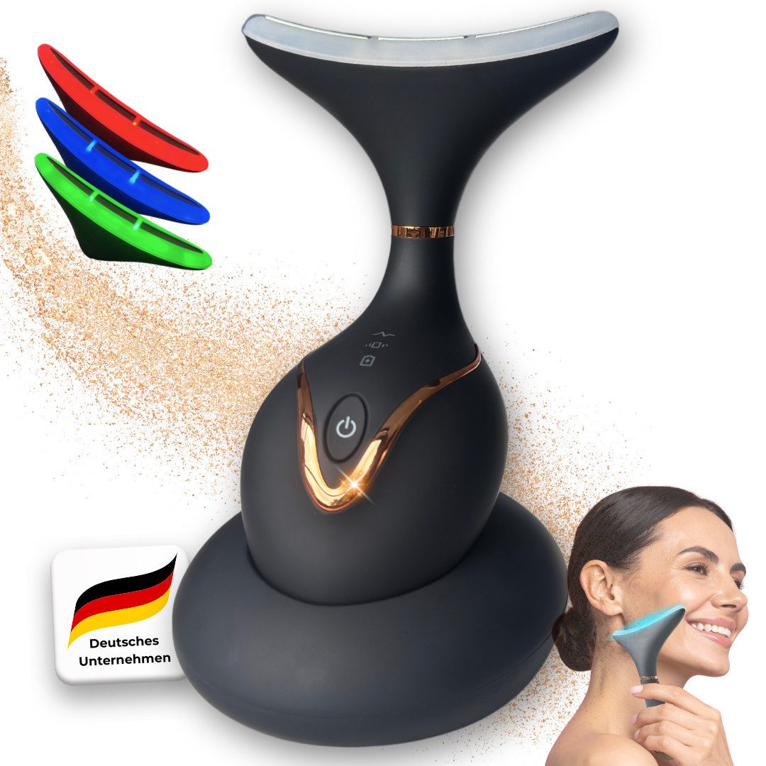 BeautiQ Gesichtsmassagegerät [Neuheit] Beautygerät faltenfrei, Gesicht/Hals, Anti-Aging Wunder, EMS Mikroströmung, Silikon-Oberfläche