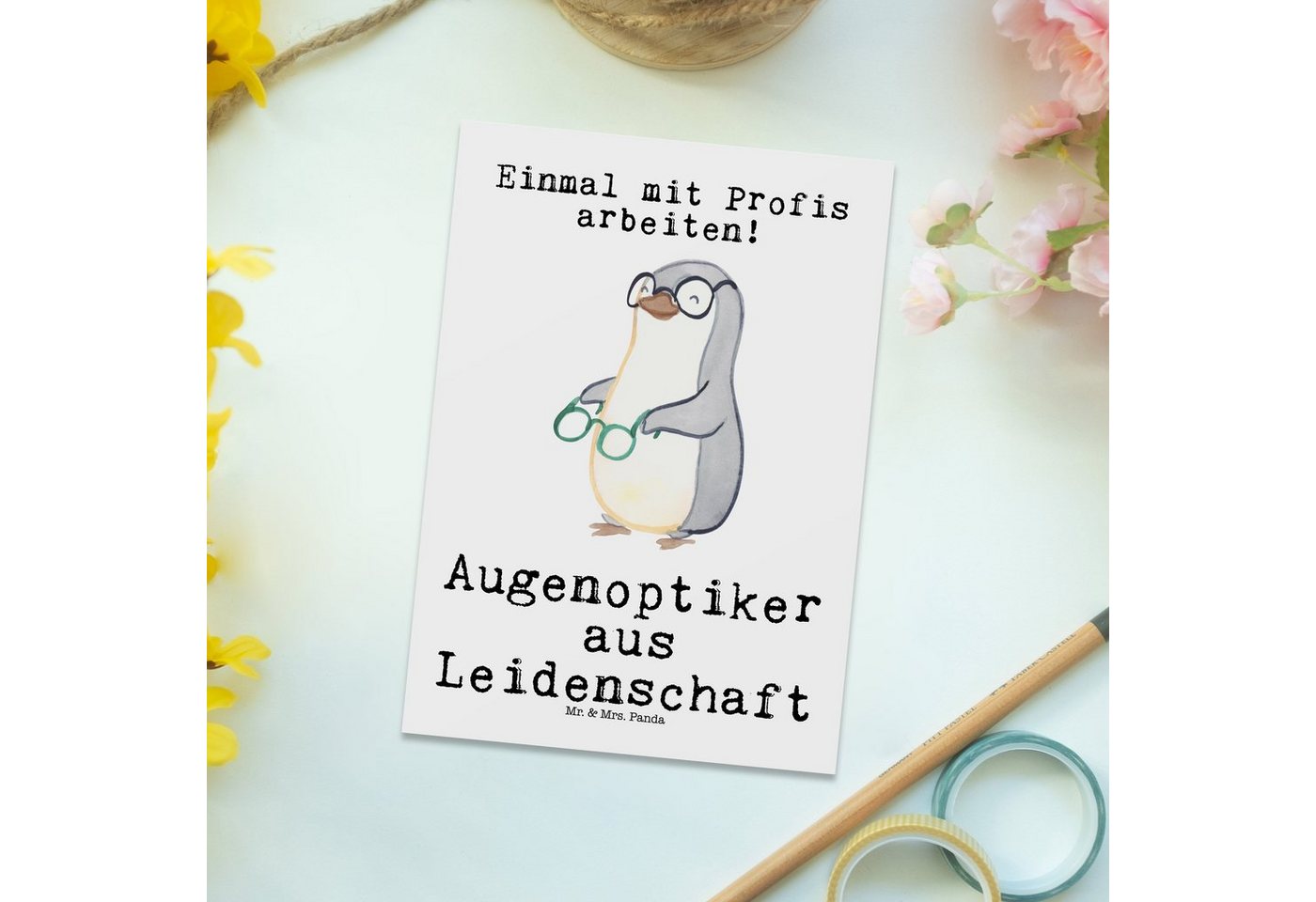 Thumbnail - Mr. & Mrs. Panda Postkarte Augenoptiker Leidenschaft - Weiß - Geschenk, Beruf, Einladungskarte, Multifunktionalität