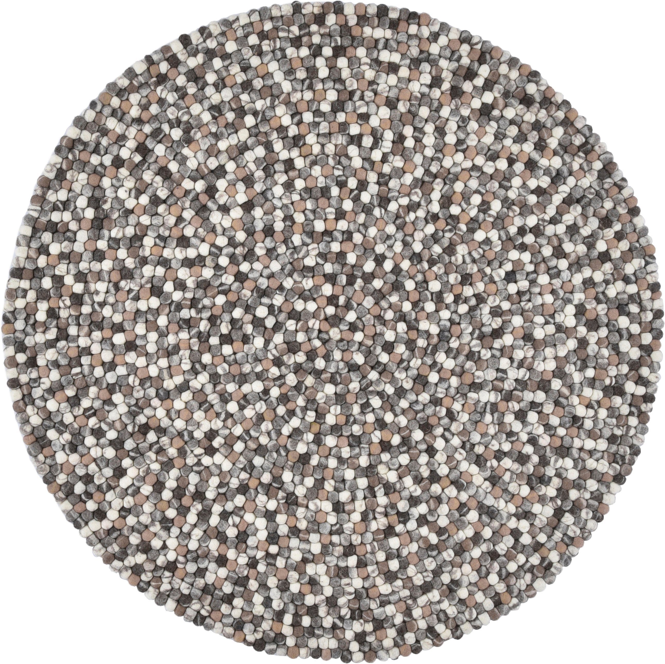 THEKO Wollteppich »Felty 2.2«, rund, 22 mm Höhe, Filzkugel-Teppich, reine W günstig online kaufen