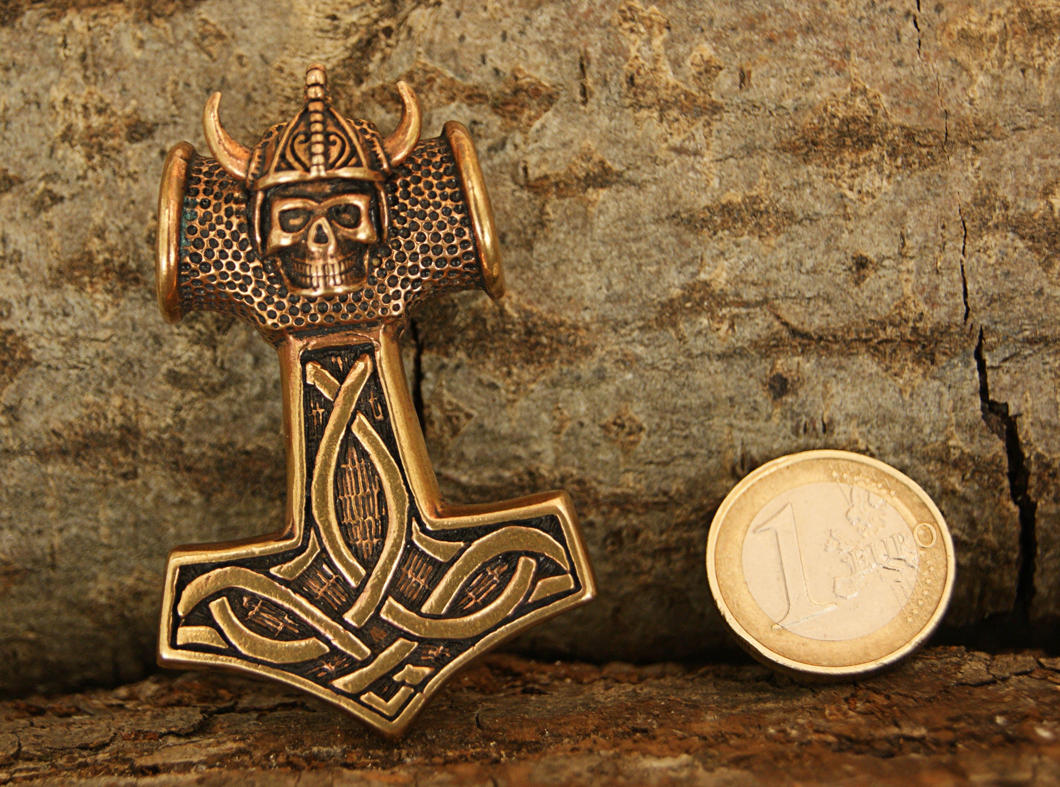 of Thor Wikinger Hammer Bronze Thorhammer Leather Kettenanhänger Thorshammer Kiss