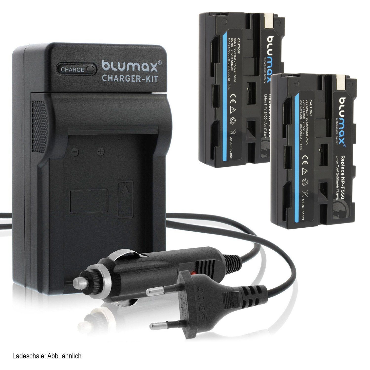 Blumax Set mit Lader für Sony NP-F550 NP-F330 2400 mAh Kamera-Akku