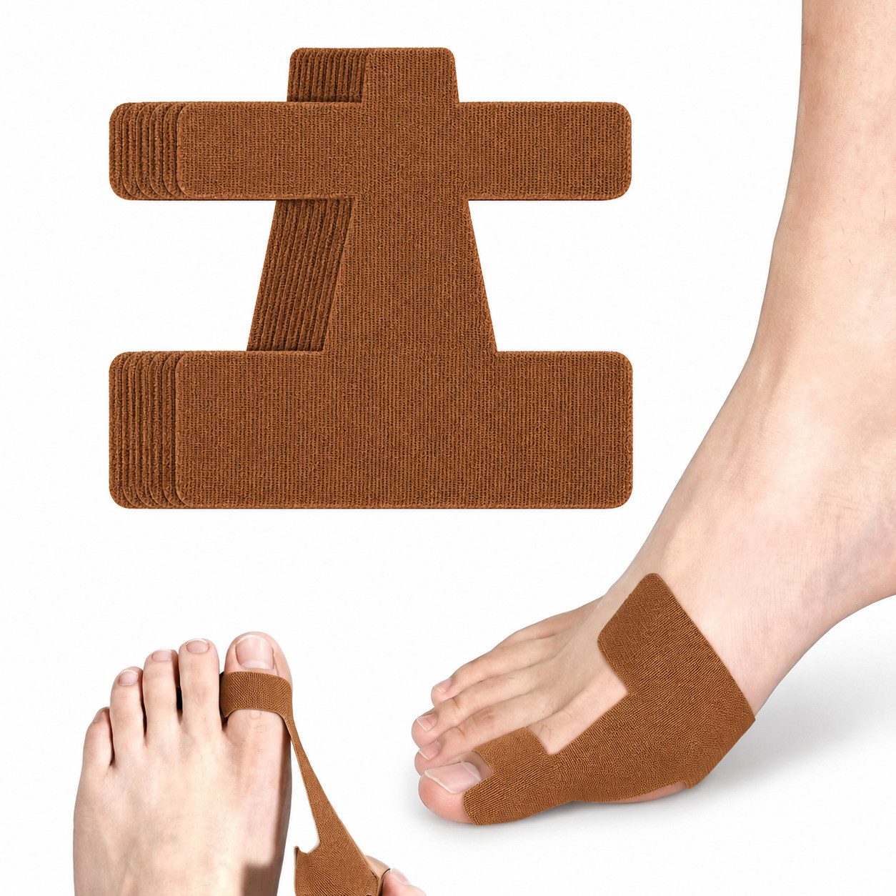 COOL-i ® Daumenbandage 12er Hallux Valgus Tape, Vorge schnittenes T-Tape für Großzehe, Elastisch, Atmungsaktiv & Latexfrei