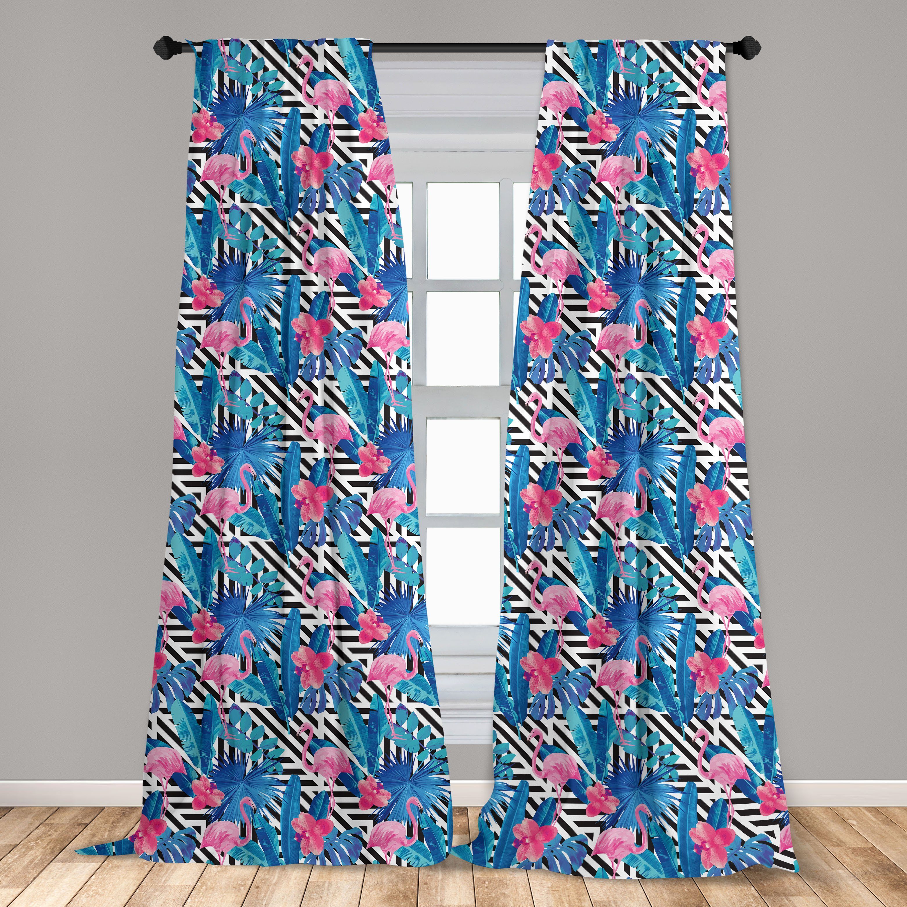 Gardine Vorhang für Wohnzimmer Microfaser, Schlafzimmer Bananenblatt Dekor, Aquarell Flamingo Abakuhaus