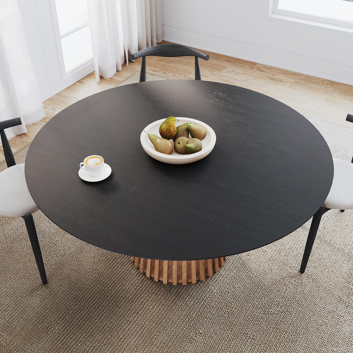 Rellgo Esstisch Lina, pflegeleichter Küchentisch, robuster Eichentisch, vollmassiver Rundtisch, Durchmesser von 100 cm