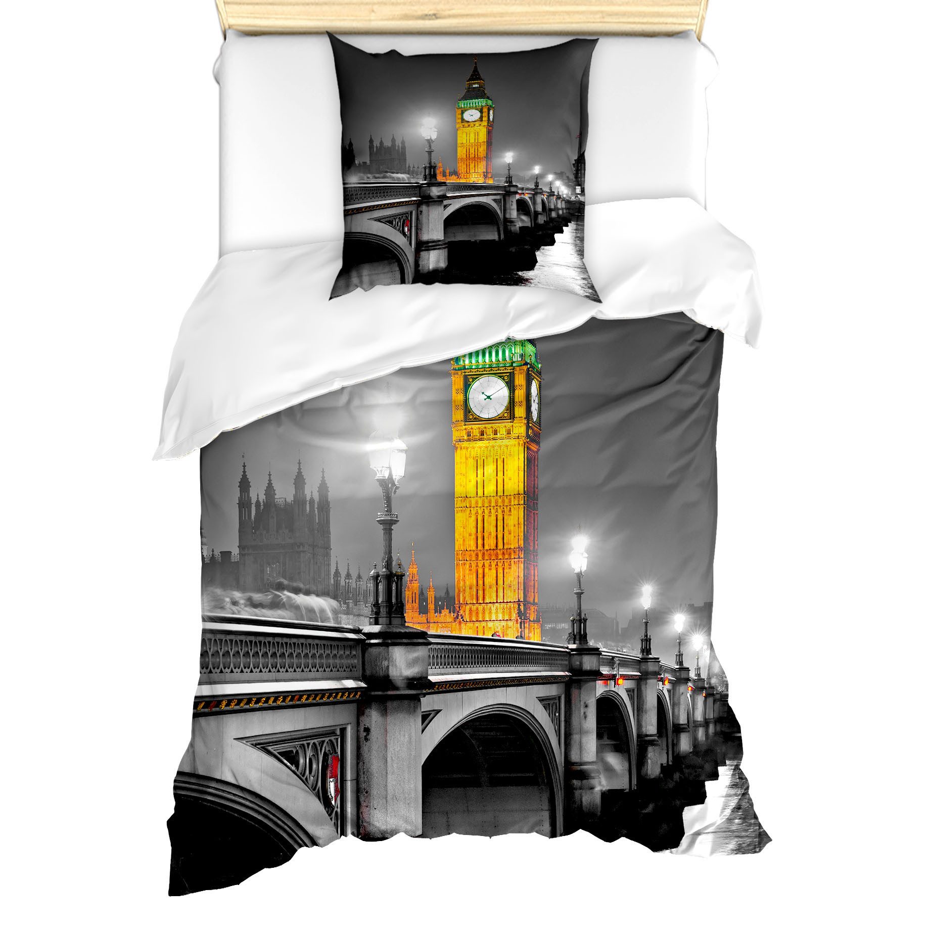 Abakuhaus Постельное белье Milbensicher Всеrgiker geeignet mit Kissenbezug, Microfaser, London Big Ben Bridge Nacht