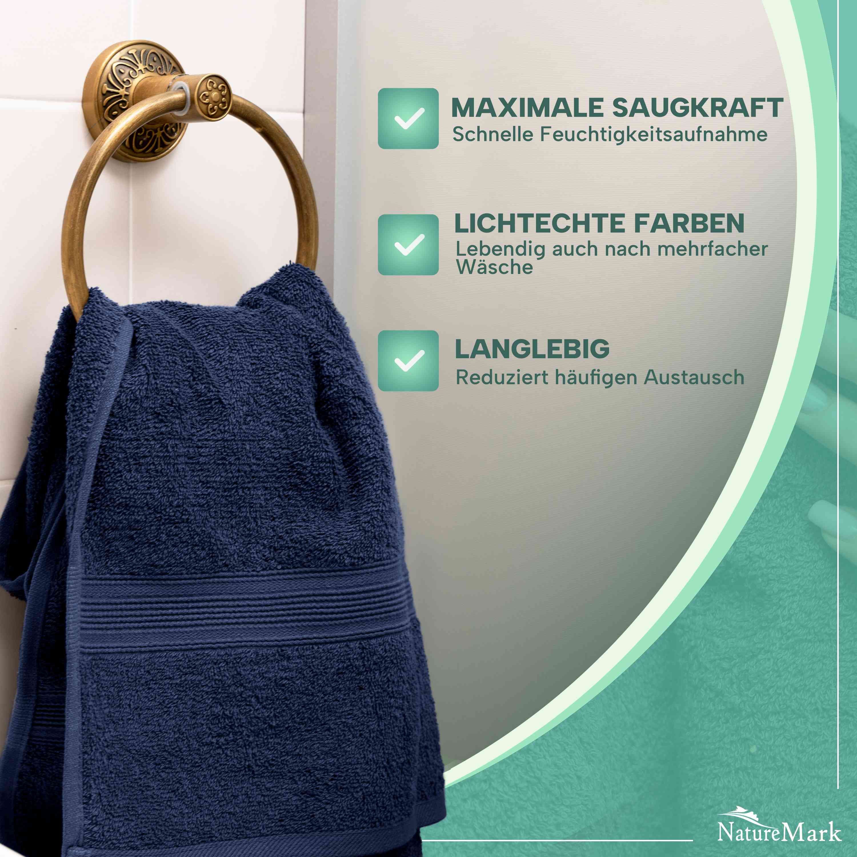 NatureMark Handtücher 8er-Set Frottier Handtücher 50x100cm, 100% Baumwolle günstig online kaufen