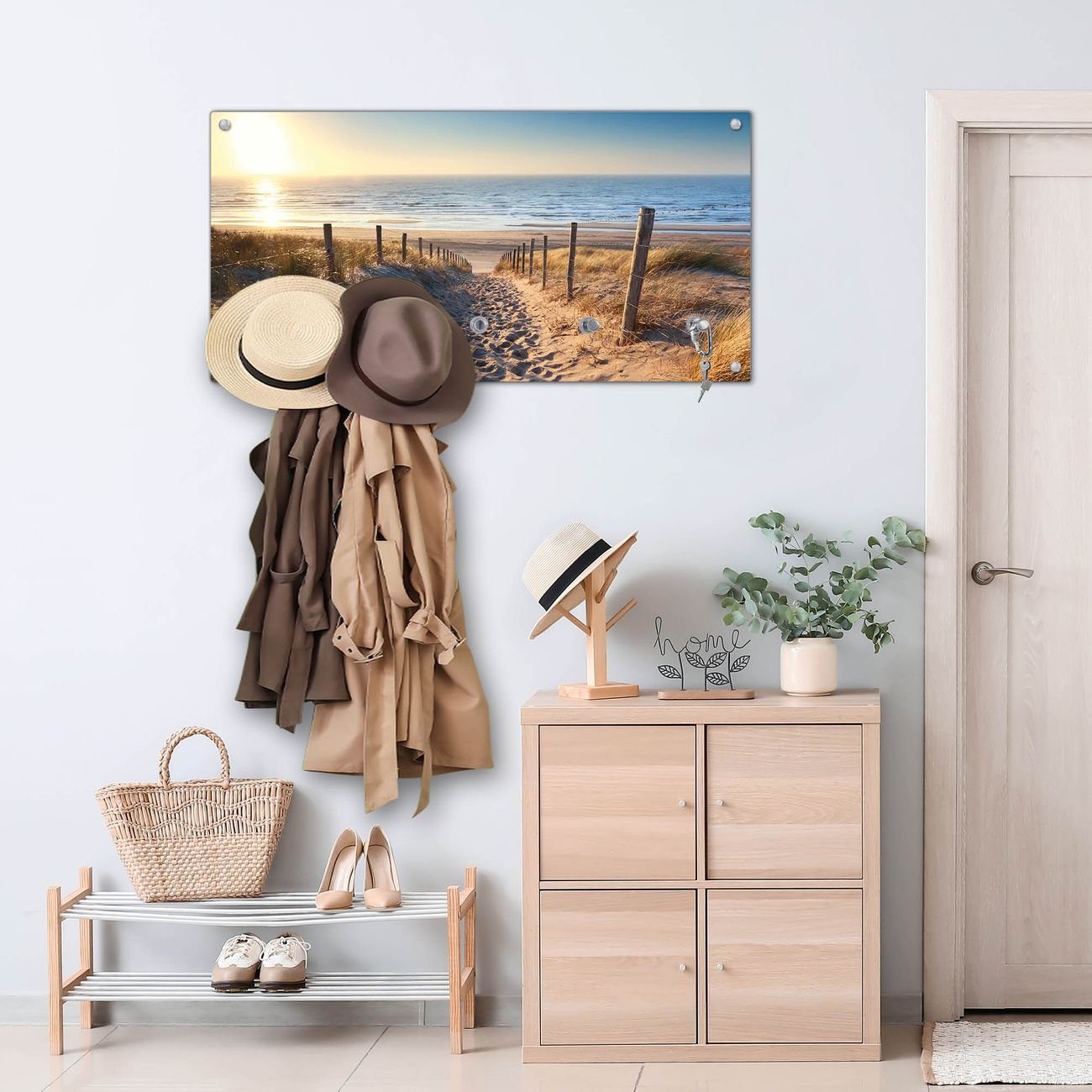 banjado Garderobenleiste Glas Nordseestrand (Wandgarderobe, mit günstig online kaufen