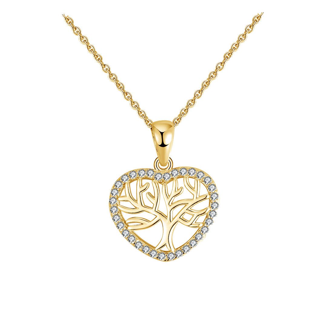 Suzan Gold Kette mit Anhänger Heartroots – Lebensbaum Kette aus 925er Silbe günstig online kaufen
