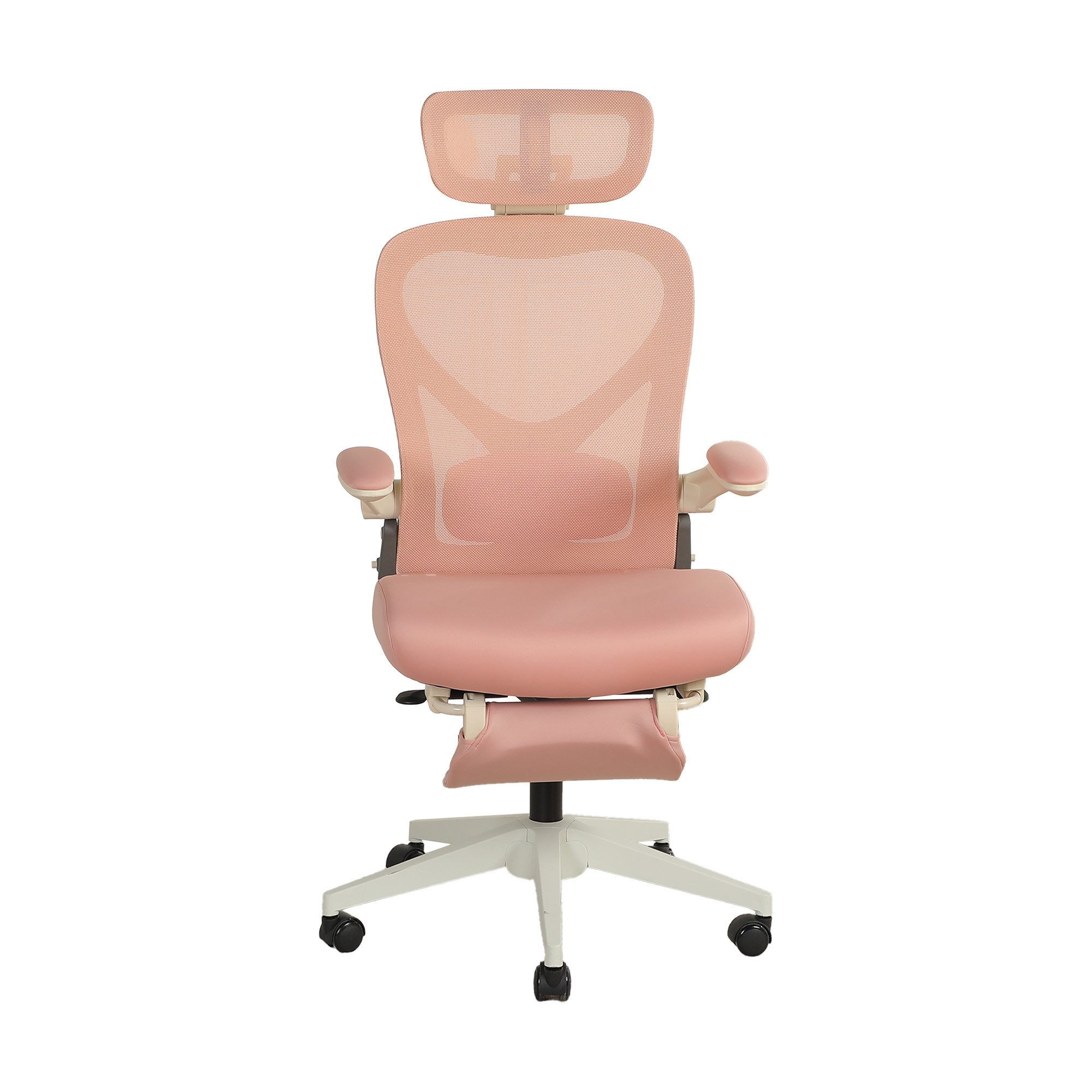 Vankel Bürostuhl Ergonomischer Bürostuhl mit Fußstütze und Kopfstütze, Drehstuhl mit Mesh-Rückenlehne, Lordosenstütze und Relaxfunktion