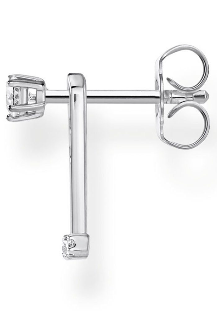 THOMAS SABO Single-Ohrstecker mit 051-14, Zirkonia silber, weiße Steine Steine weiße H2152-414-14, (synth) gold, H2152