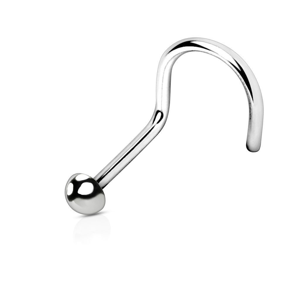Nasenpiercing Nasenstecker gebogen Titan G23 Halbkugel Dome Stecker Spirale
