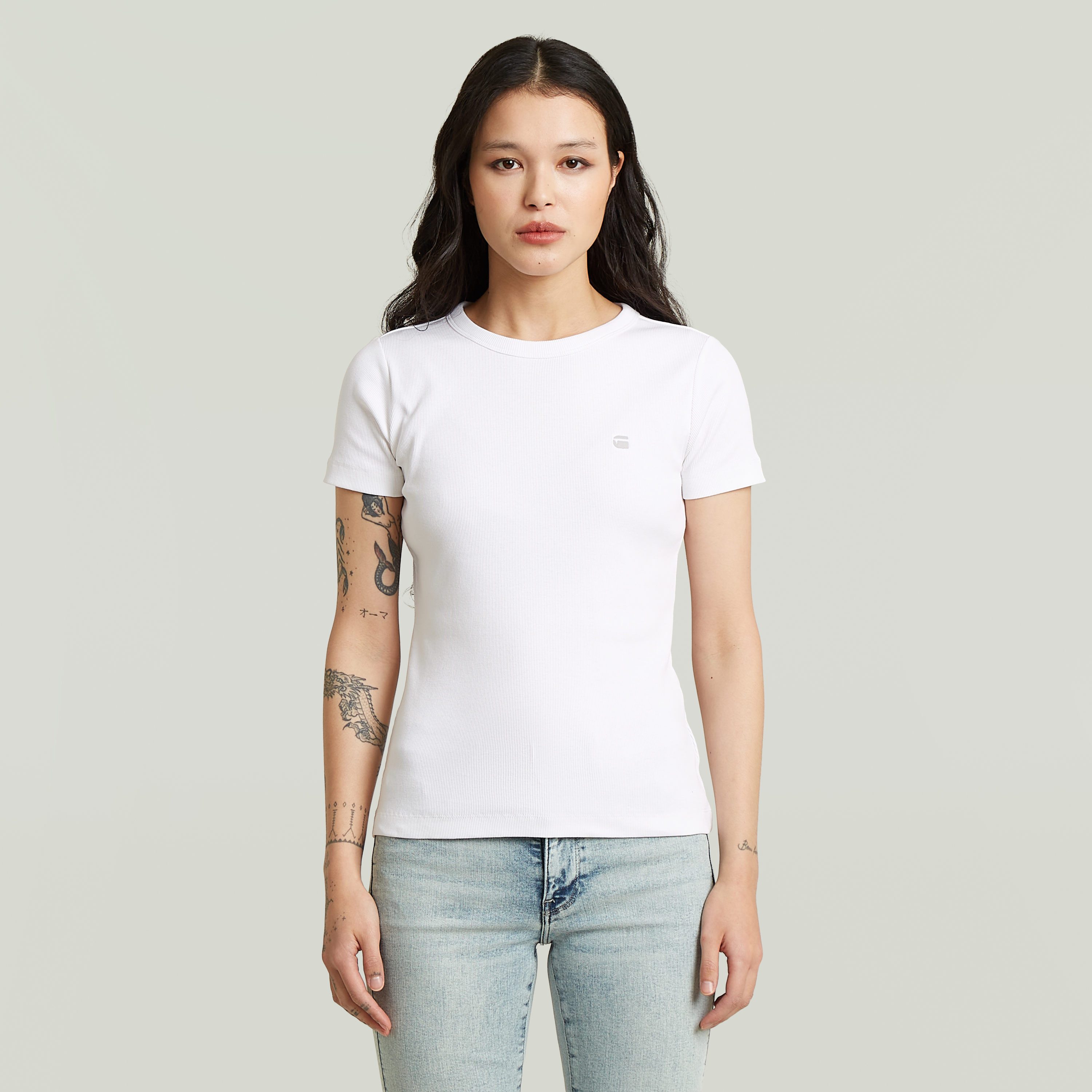 G-STAR T-Shirt Slim Rib Wmn in Rundhalsform