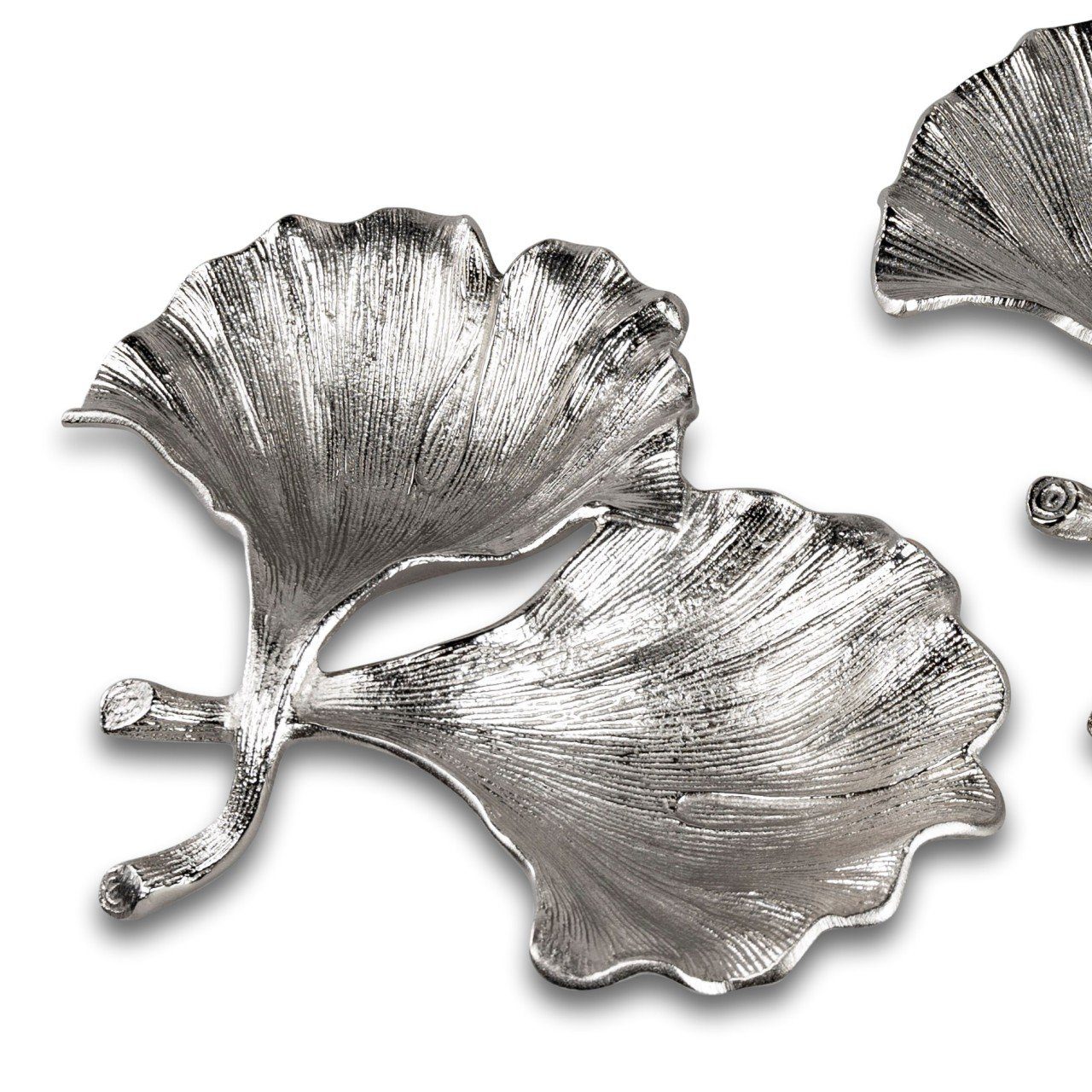 formano Dekoschale Gingko, Silber 26cm Metall, Maße: Höhe 5cm, B:19cm Breite H:5cm L:26cm 19cm, Länge