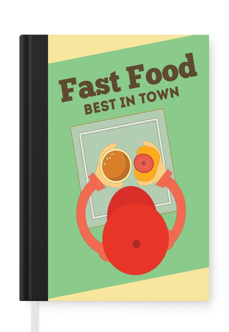 MuchoWow Notizbuch Hamburger - Vintage - Grün - Mancave - Fast Food - Das Beste der Stadt, Journal, Merkzettel, Tagebuch, Notizheft, A5, 98 Seiten, Haushaltsbuch