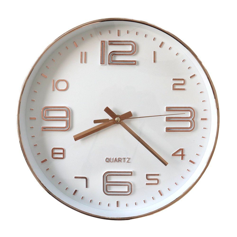 Grafelstein Wanduhr Wanduhr mit Uhr weiß D30cm moderne roségold OSLO breitem Rand