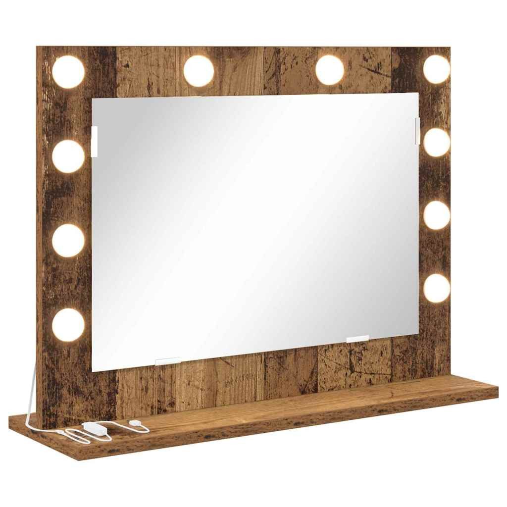 vidaXL Spiegel Waschtischspiegel Rechtwinklig Altholz 60 x 45 x 18 cm (1-St)