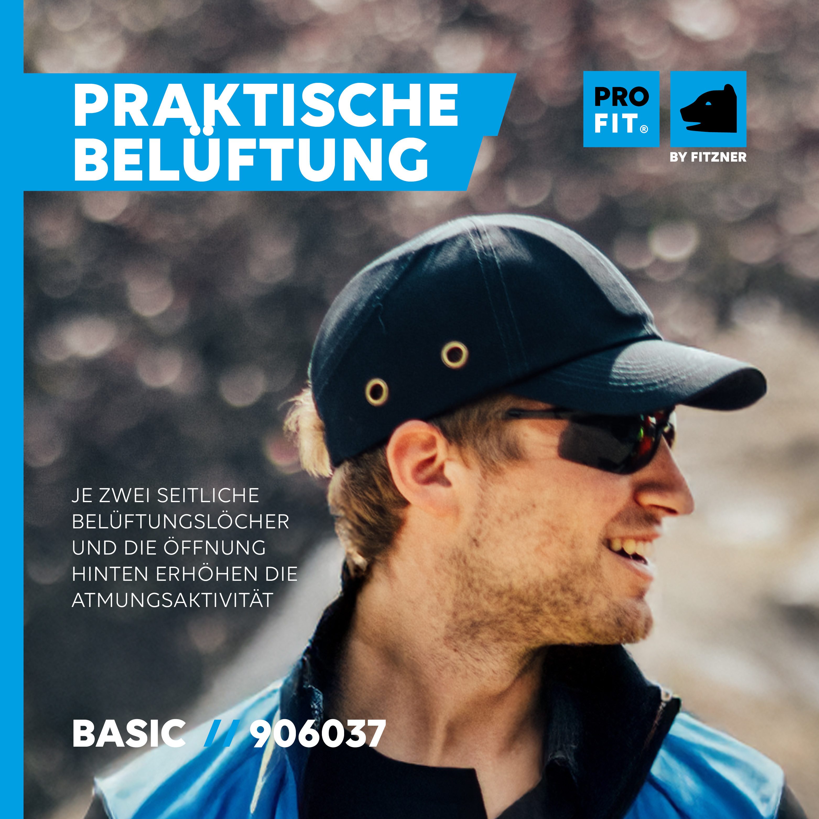 PRO FIT by Fitzner Sicherheitshelm, Baseballcap, Anstoßkappe in Baseballmützen Style, Uni Cap mit Schirm (1, Stück), aus waschbarer Baumwolle, mit Belüftungslöchern - Dunkelblau