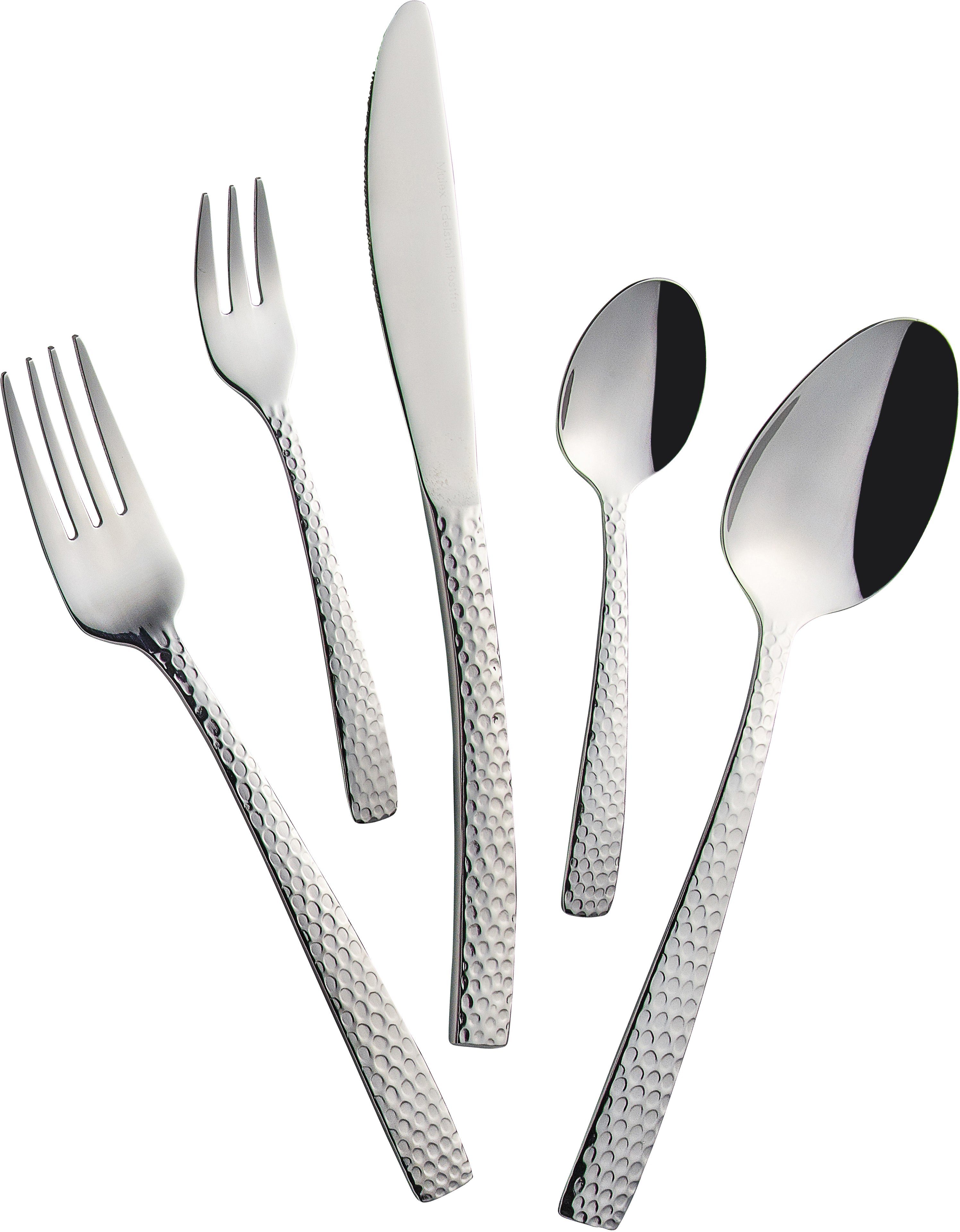 Mulex Besteck-Set Madison (60-tlg), 12 Personen, Edelstahl 18/10, gehämmert