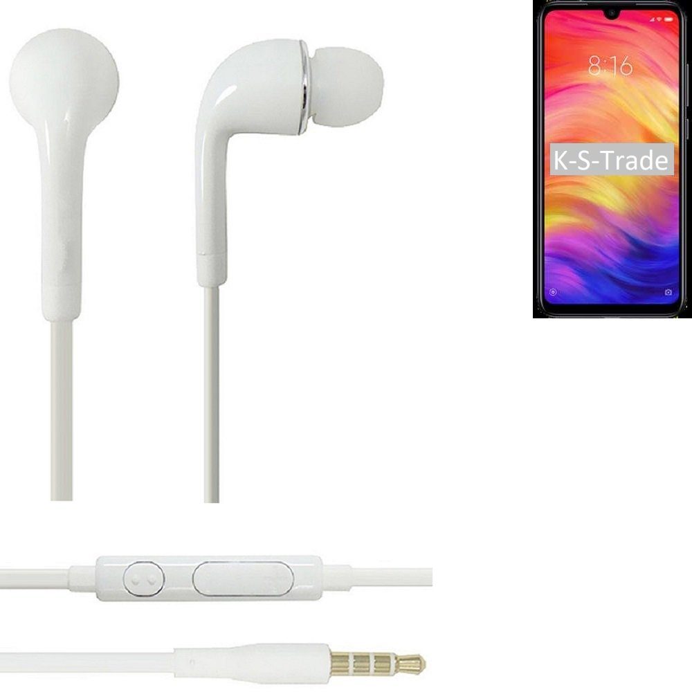 Mikrofon u Xiaomi für (Kopfhörer mit Global In-Ear-Kopfhörer 3,5mm) Redmi weiß Headset K-S-Trade Note 7 Lautstärkeregler