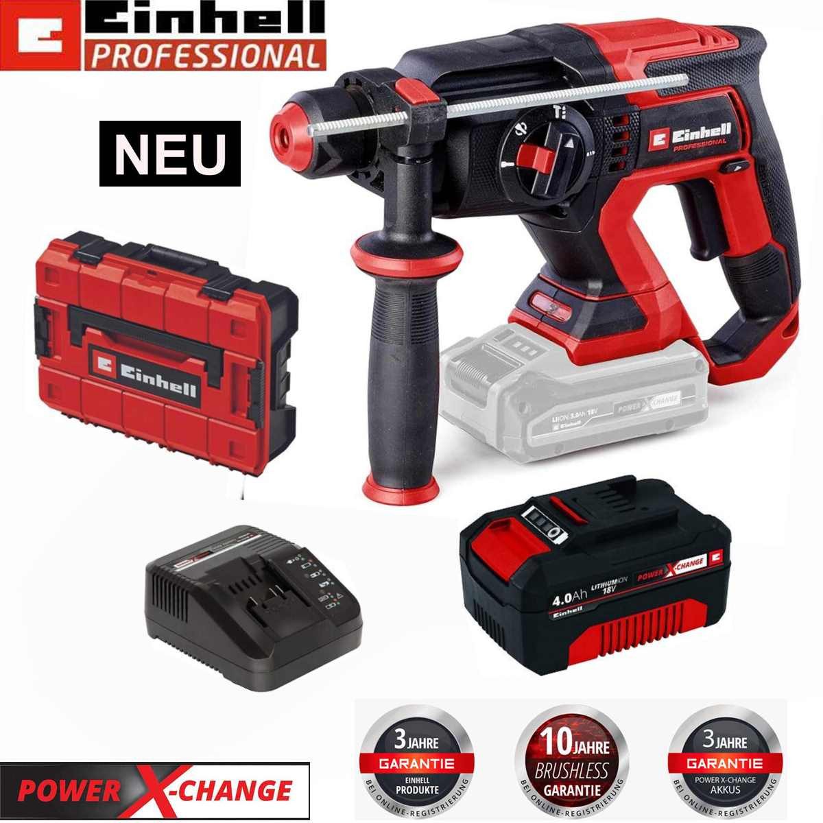 Einhell Akku-Bohrhammer Einhell Professional Akku-Bohrhammer TP-HD 18/22 D Li BL Akku 4.0 Ah