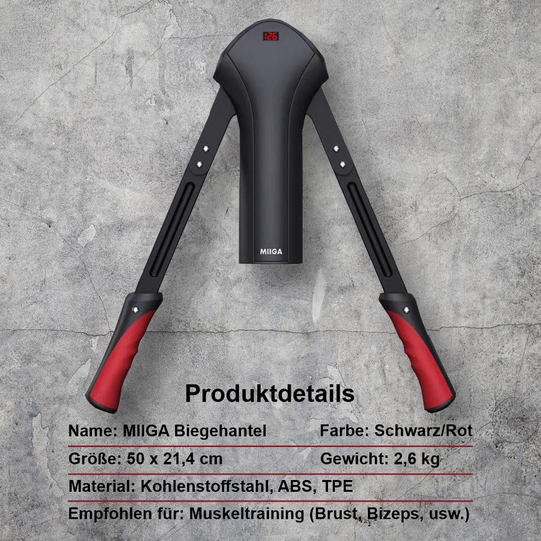 MIIGA Hantel MIIGA Biegehantel verstellbar 0-100 kg Eisen Bizeps Trizeps Trainer, (1 Biegehantel), Verstellbarer Widerstand LCD-Anzeige Sicherheitsbänder Standby-Modus