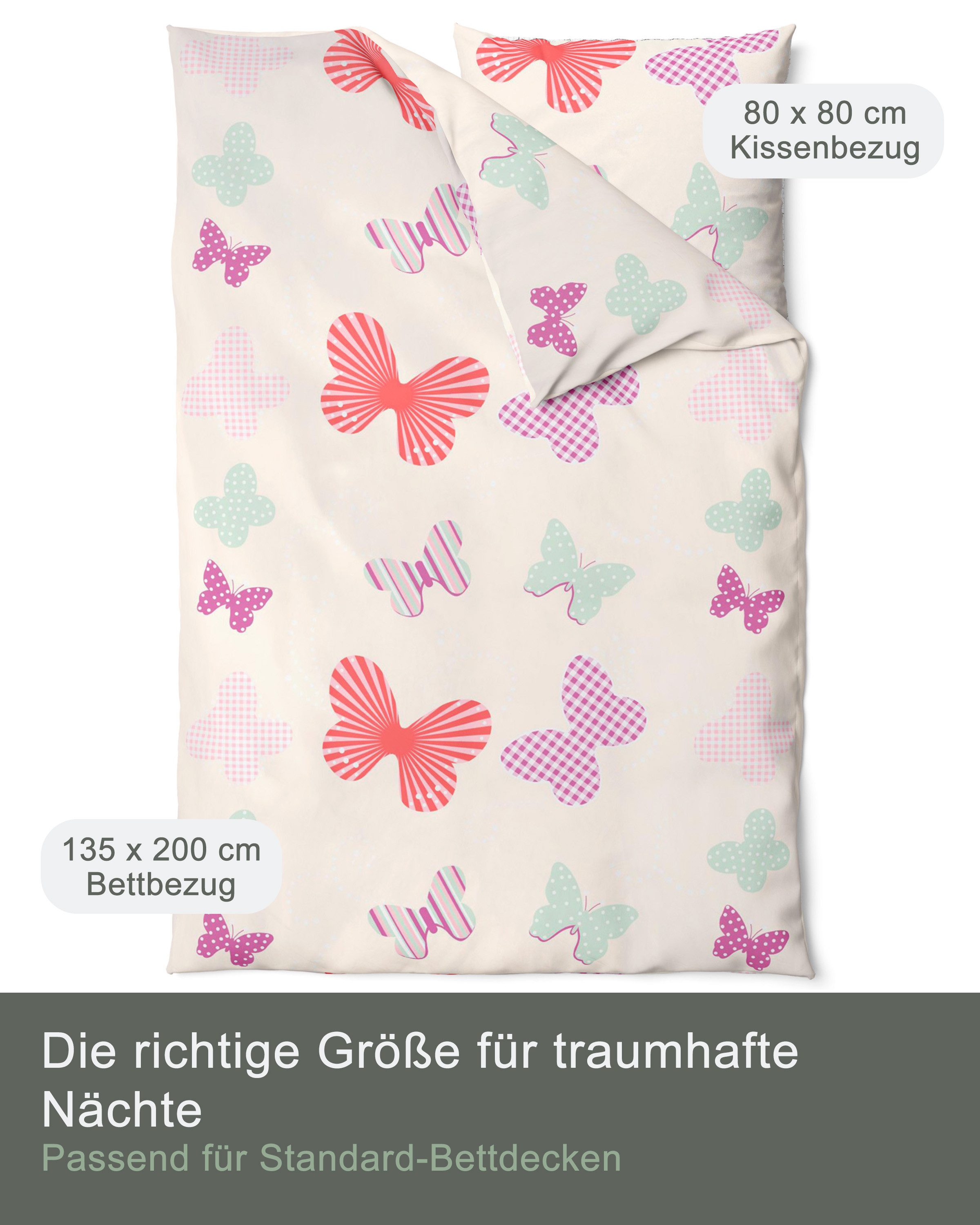 LINKHOFF Kinderbettwäsche Schmetterling Bettwäsche 135x200, 100% Baumwolle günstig online kaufen