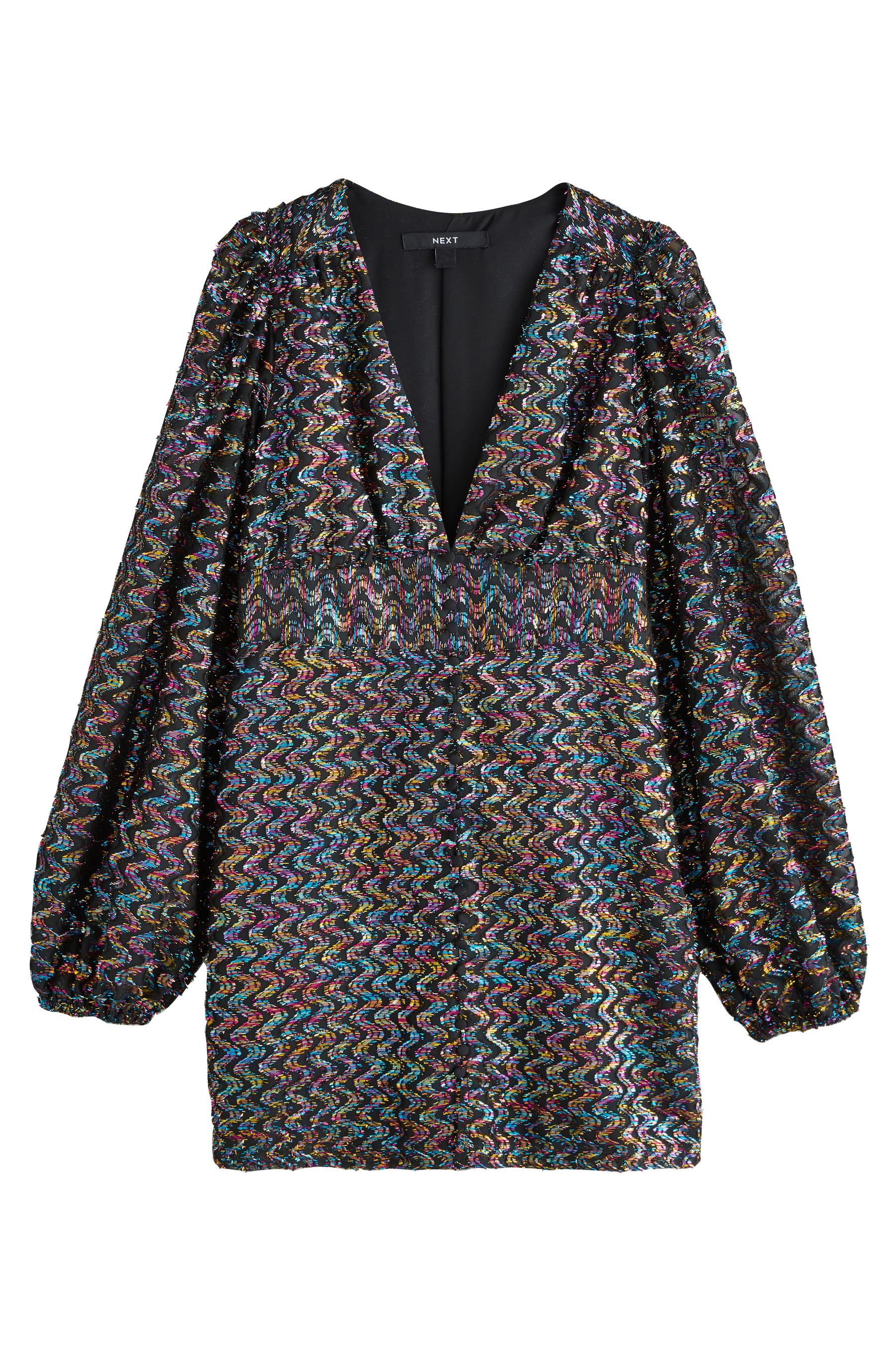 Next Minikleid Minikleid mit geraffter Taille und Lametta (1-tlg) günstig online kaufen