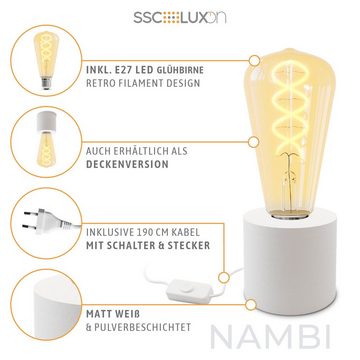 SSC-LUXon LED Bilderleuchte NAMBI Wand- & Tischleuchte weiss mit Stecker & Kabel Edison LED E27, Warmweiß