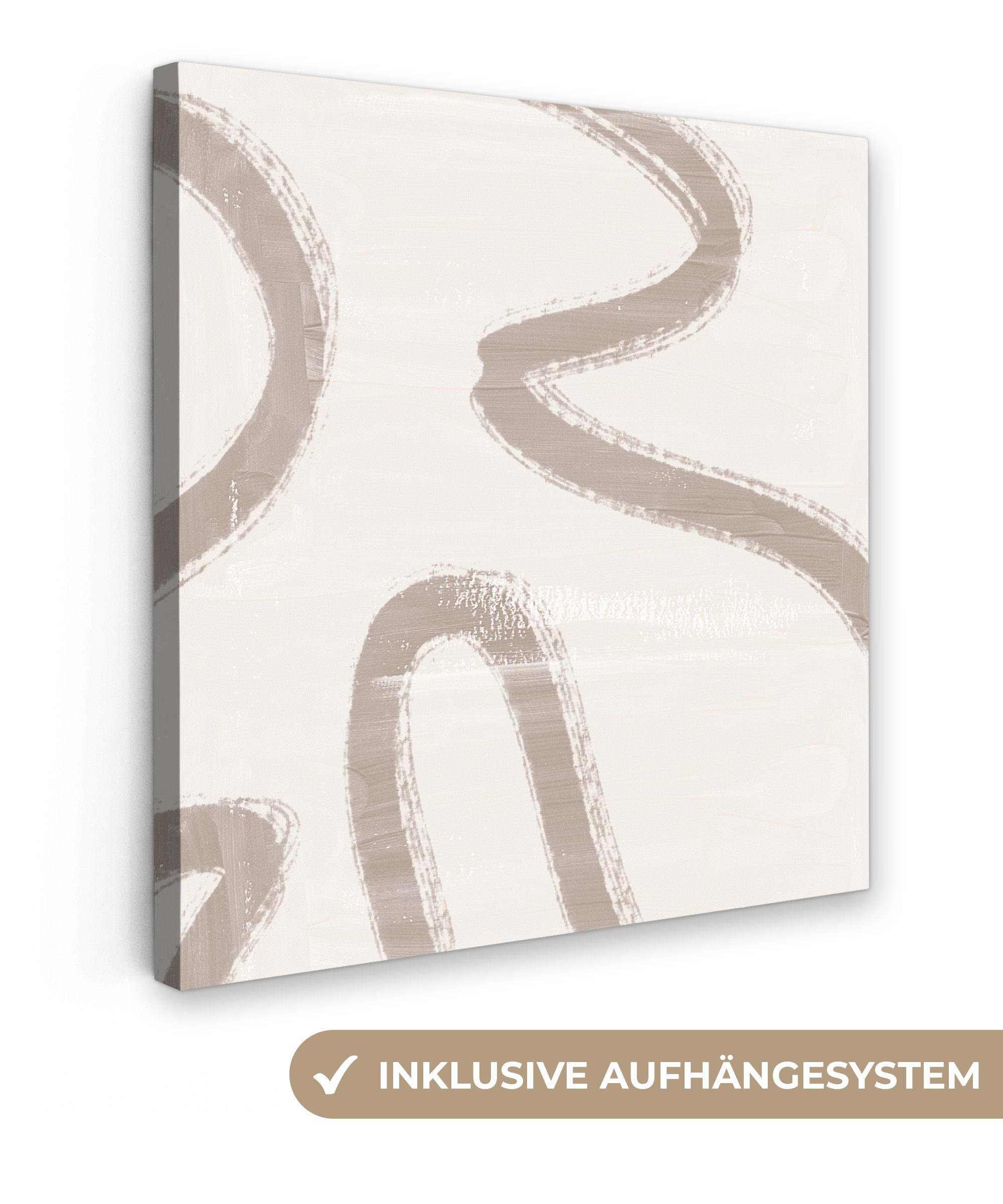 OneMillionCanvasses® Leinwandbild Moderne Kunst - Beige - Abstrakt, (1 St), Leinwand Bilder für Wohnzimmer Schlafzimmer, 20x20 cm