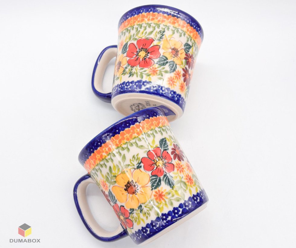 Ceramika Bolesławiecka Kalich Becher Handgefertigte Bunzlauer Keramik Tasse, Becher 400 ml UNIKAT