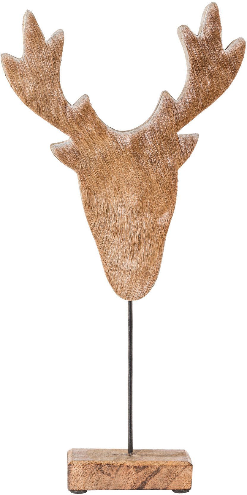 Creativ deco Weihnachtsfigur Weihnachtsdeko (1 St), Hirschkopf mit Fell-App günstig online kaufen