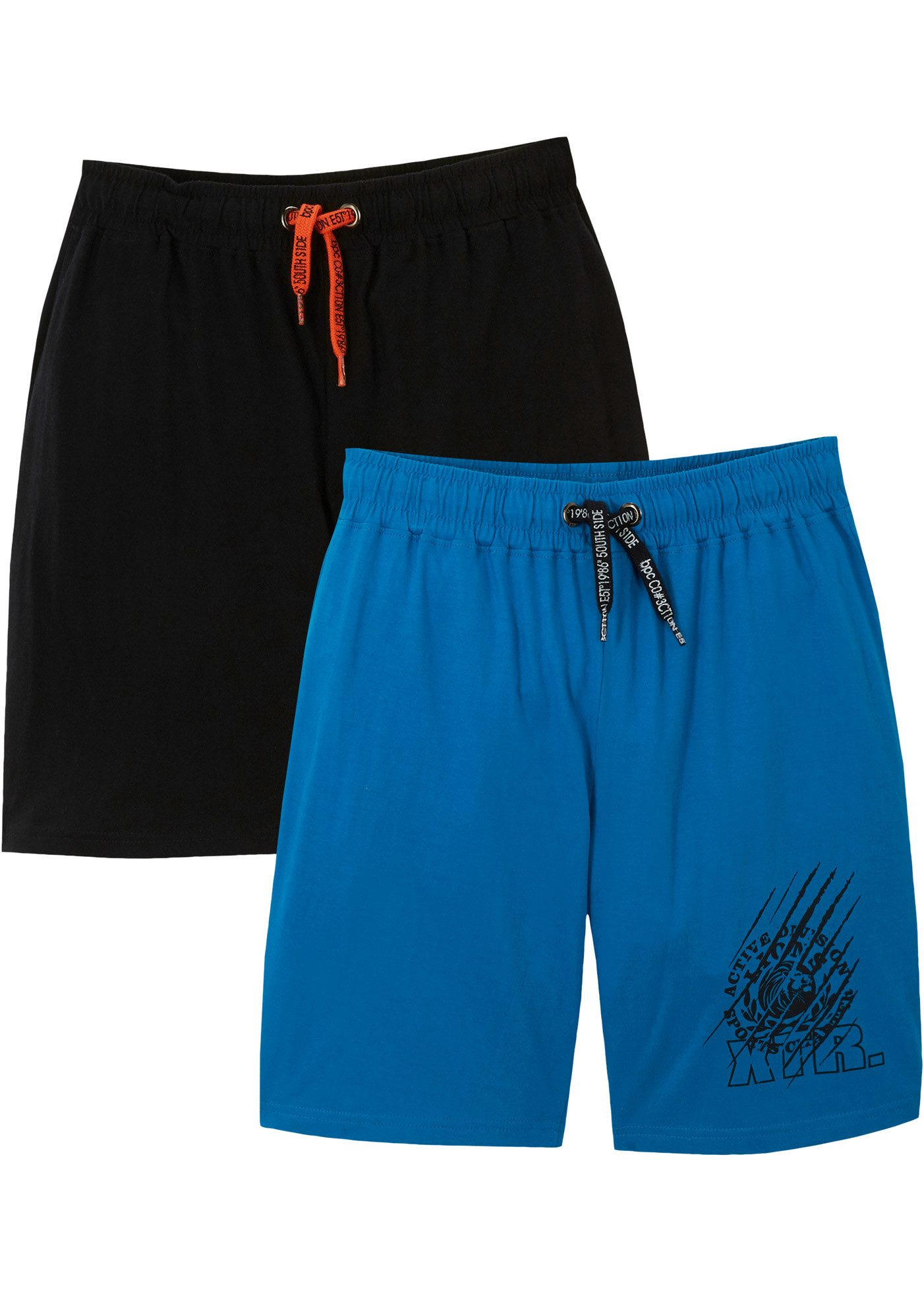 bonprix Bermudas (Packung, 2-tlg) aus Baumwolle, mit Kordelzug, lockere Passform