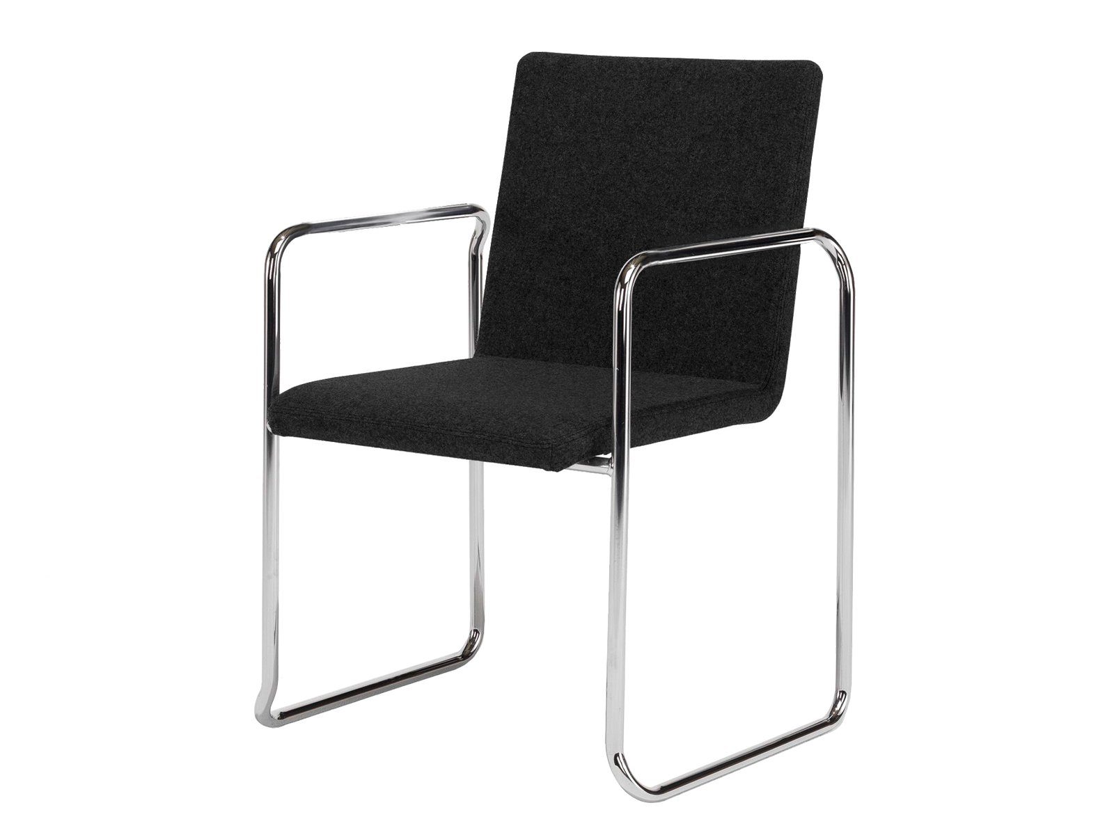 Mauser Sitzkultur Freischwinger, Schwingstuhl mit Armlehne-n, Konferenzstuhl im Bauhaus-stil, Schwarz