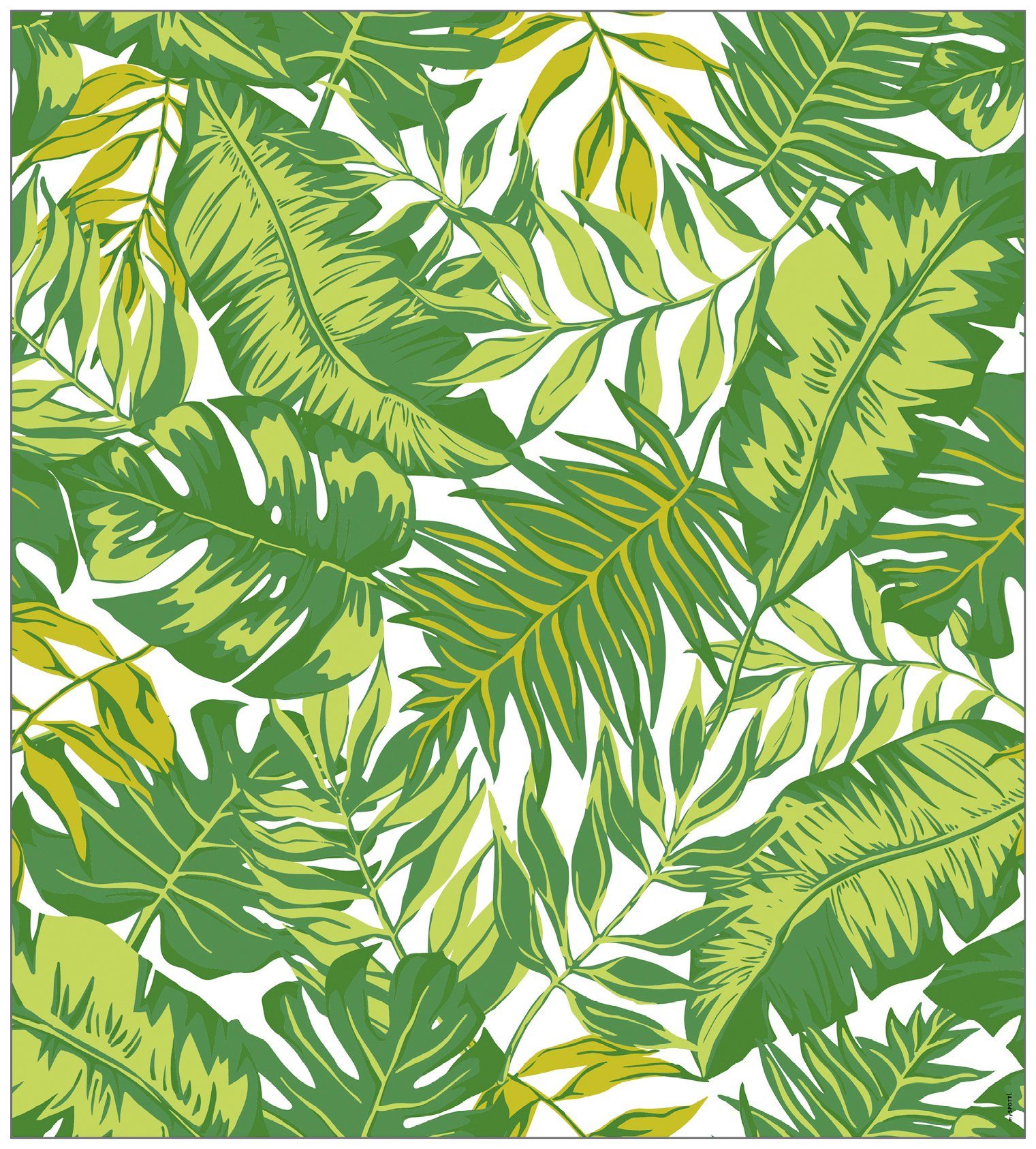 Fensterfolie Look Palm x MySpotti, haftend statisch glatt, green, halbtransparent, Leaves cm, 90 100