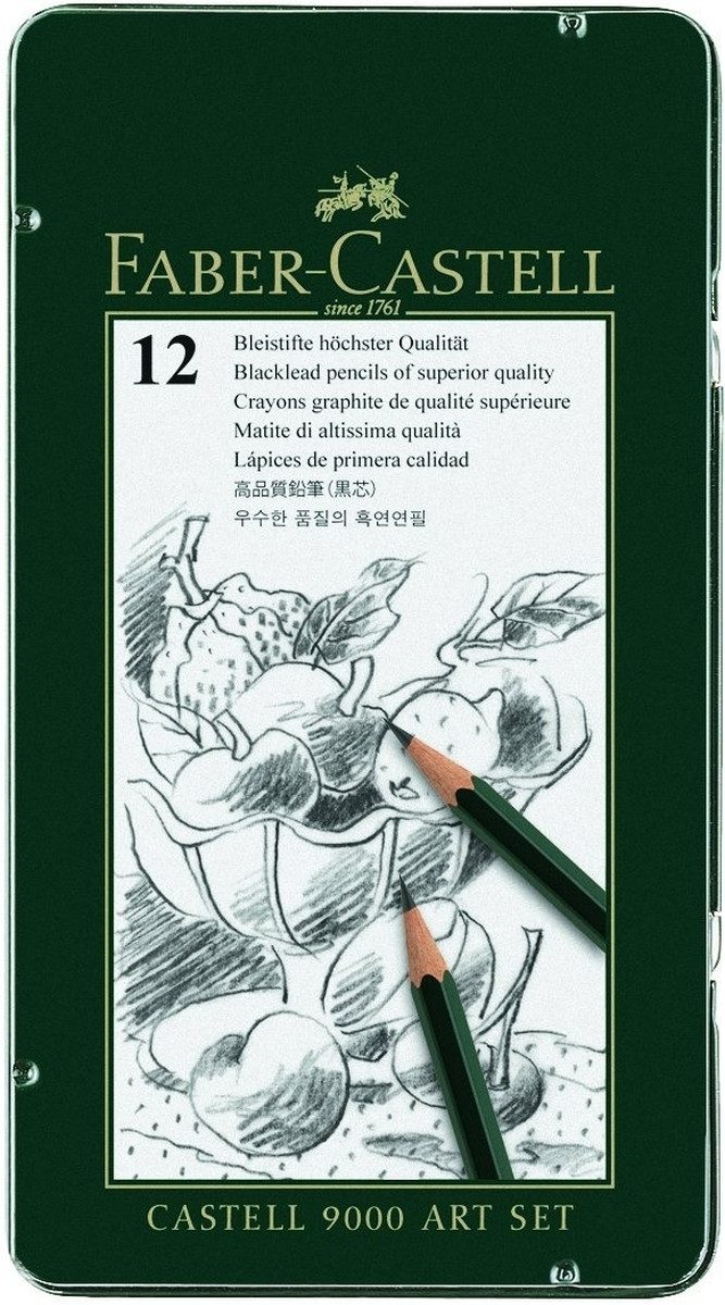 Faber-Castell Bleistift Bleistift Castell 9000 Härtegrade sortiert 12 Stück im Metalletui