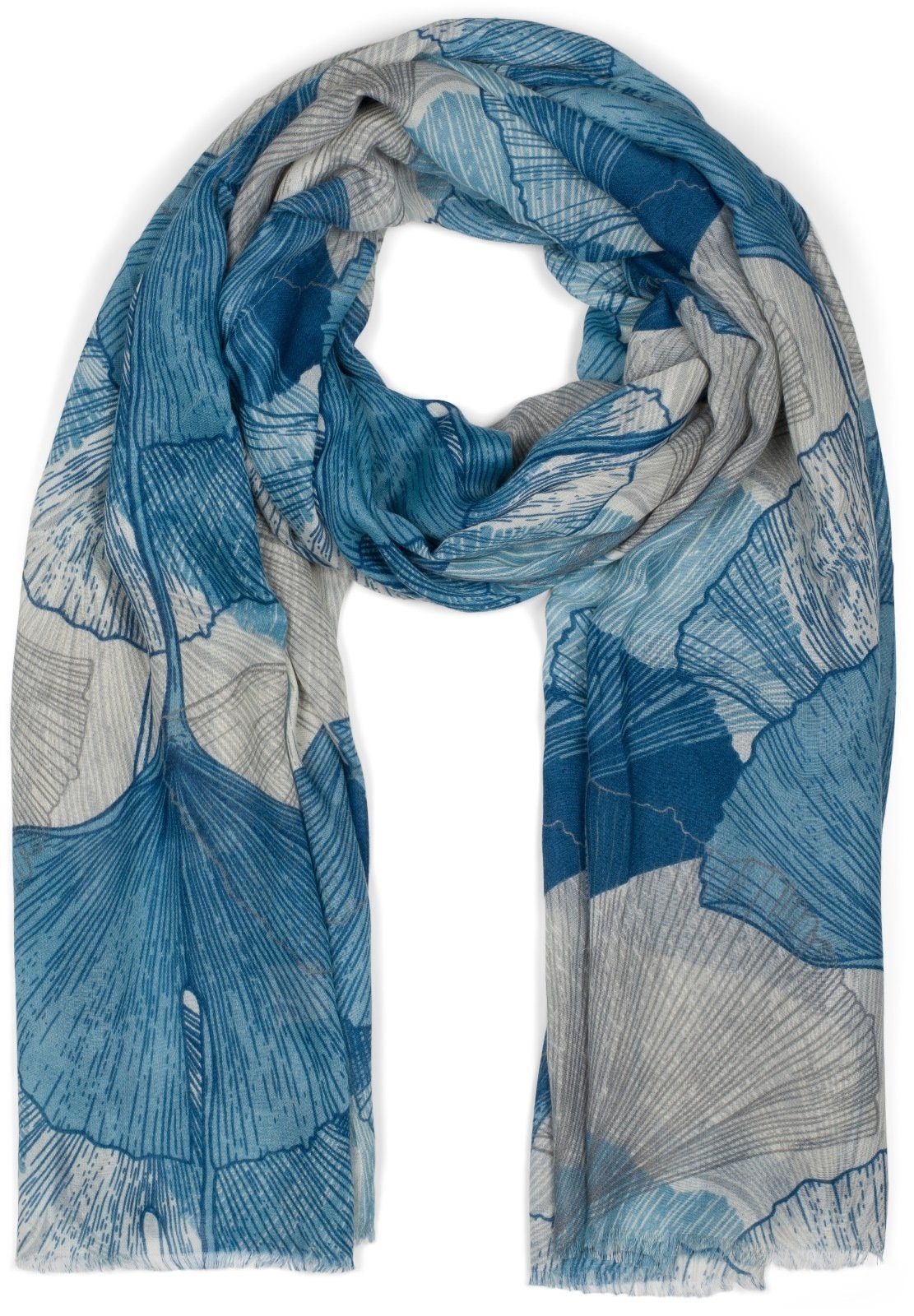 styleBREAKER Modeschal Langer Schal Ginkgo Leaves, günstig online kaufen