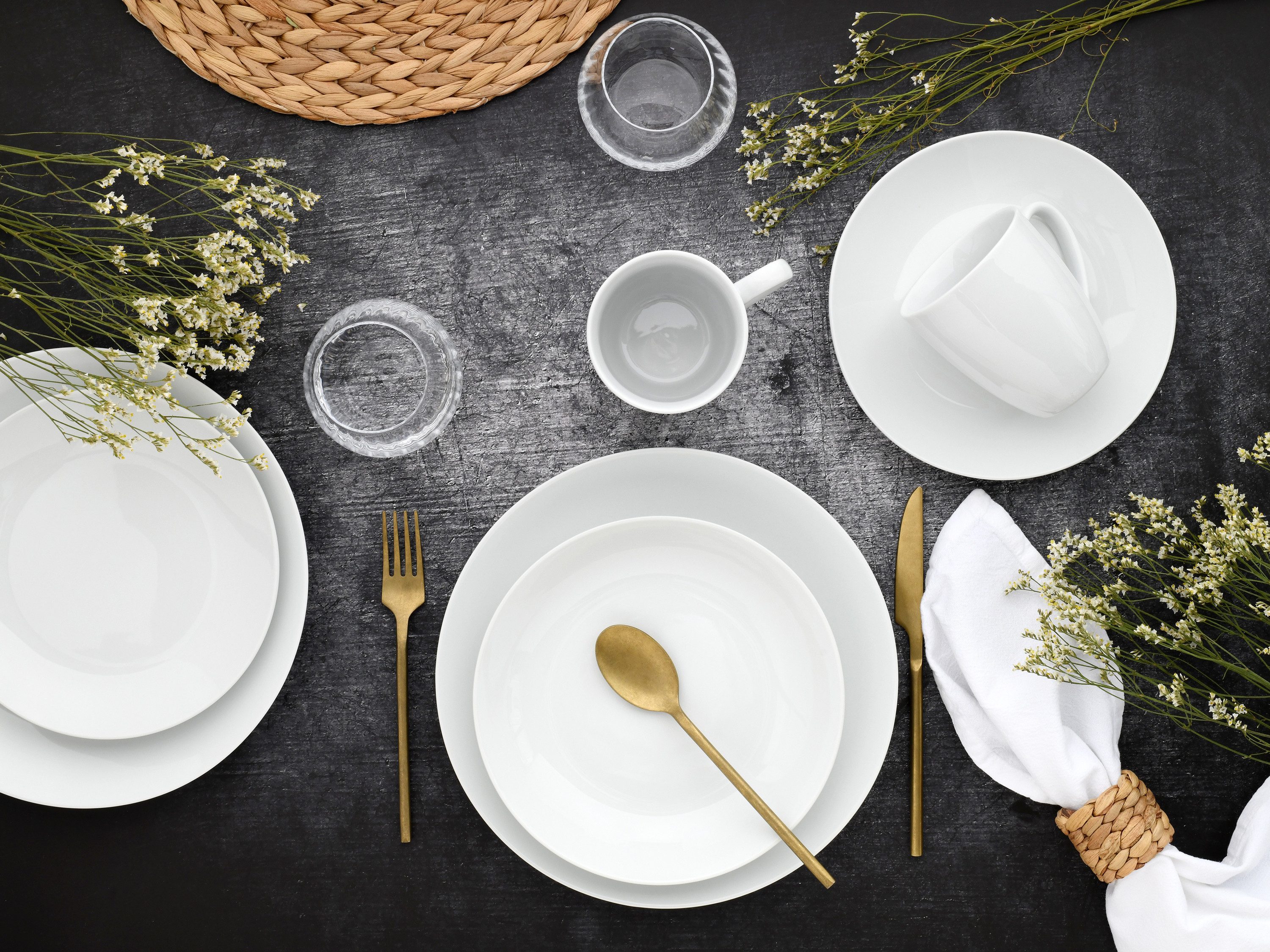 CreaTable Kombiservice Luna Weiss (24-tlg), 6 Personen, Porzellan
