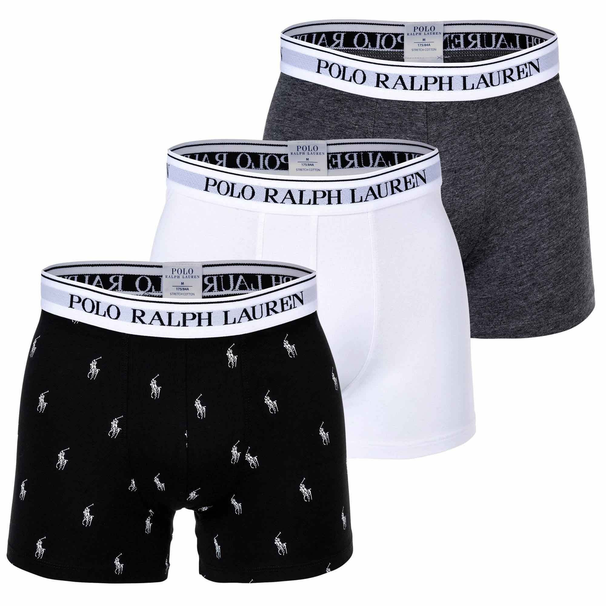 3 Shorts, Boxer Polo Lauren - Schwarz/Grau/Weiß Pack BRIEF - BOXER Boxer Herren 3er Ralph
