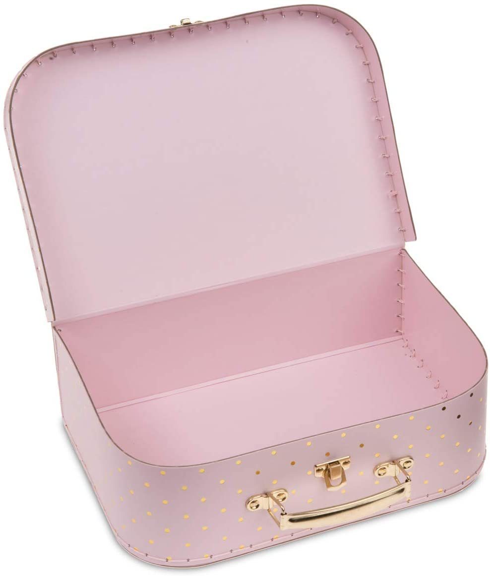 Jewelkeeper Kinderkoffer 3 Satz Lagerung - Rosa Nesting von Geschenk-Boxen Punkte Gold Pappkoffer,
