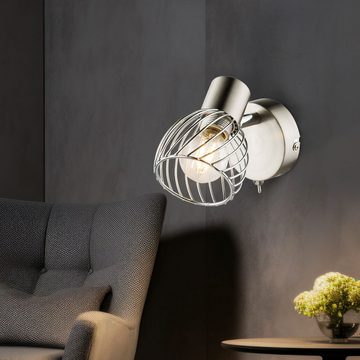etc-shop LED Wandleuchte, Leuchtmittel inklusive, Warmweiß, Spot Strahler Lese Leuchte Käfig Nacht Licht Chrom Lampe beweglich im-