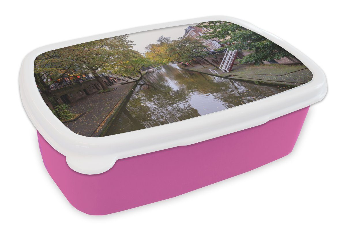 MuchoWow Lunchbox Wasser - Pflanzen - Utrecht, Kunststoff, (2-tlg), Brotbox für Erwachsene, Brotdose Kinder, Snackbox, Mädchen, Kunststoff rosa