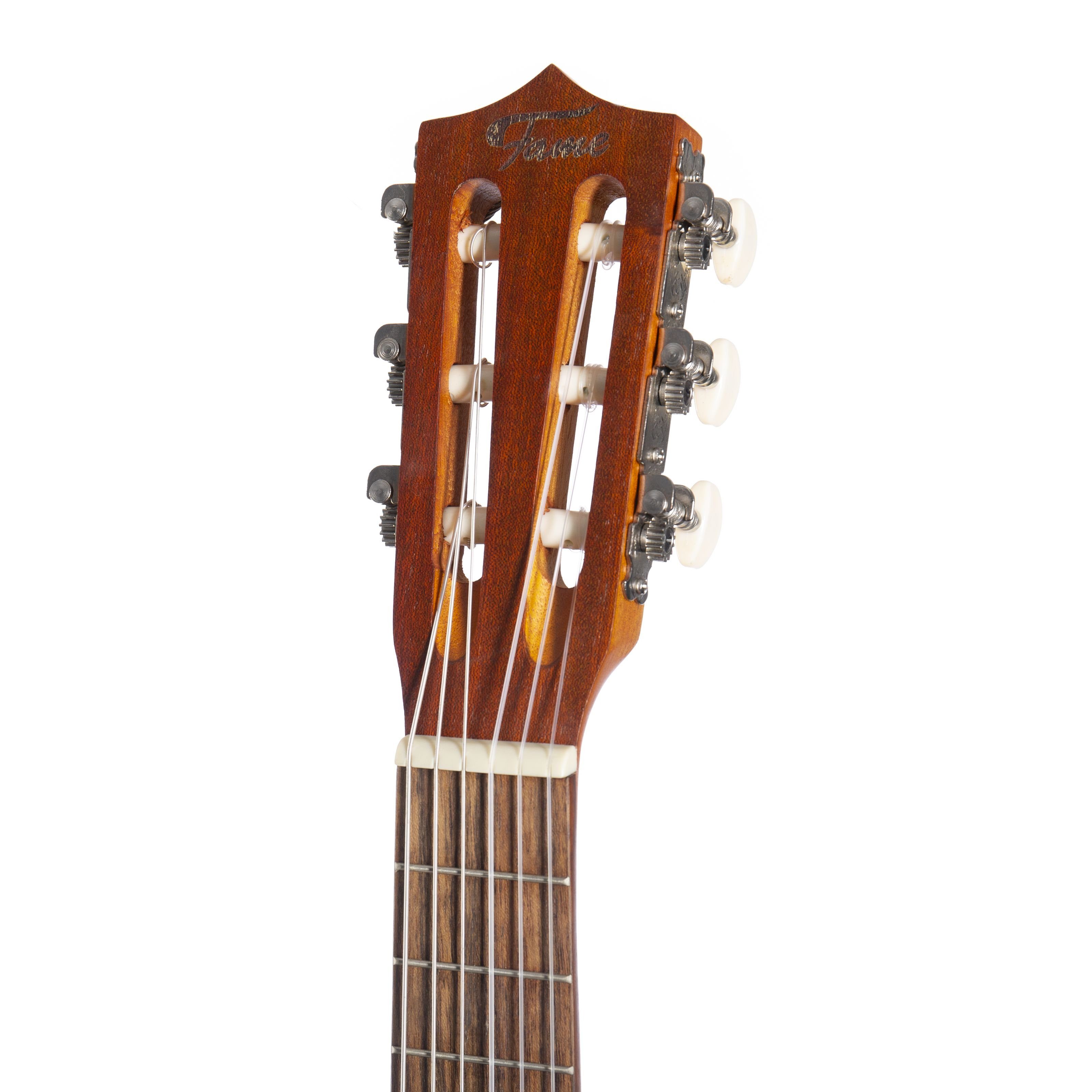 FAME Ukulele, Deluxe Guitarlele Tenor Ukulele Kompakte 6-Saitige Gitarren-Ukulele Fichtendecke Mahagoni Korpus 431mm Mensur Walnuss Griffbrett 18 Bünde Sunburst Finish, Ukulelen, Tenor Ukulelen, Guitarlele Tenor Ukulele, Kompakte Gitarren-Ukulele, Fichtendecke