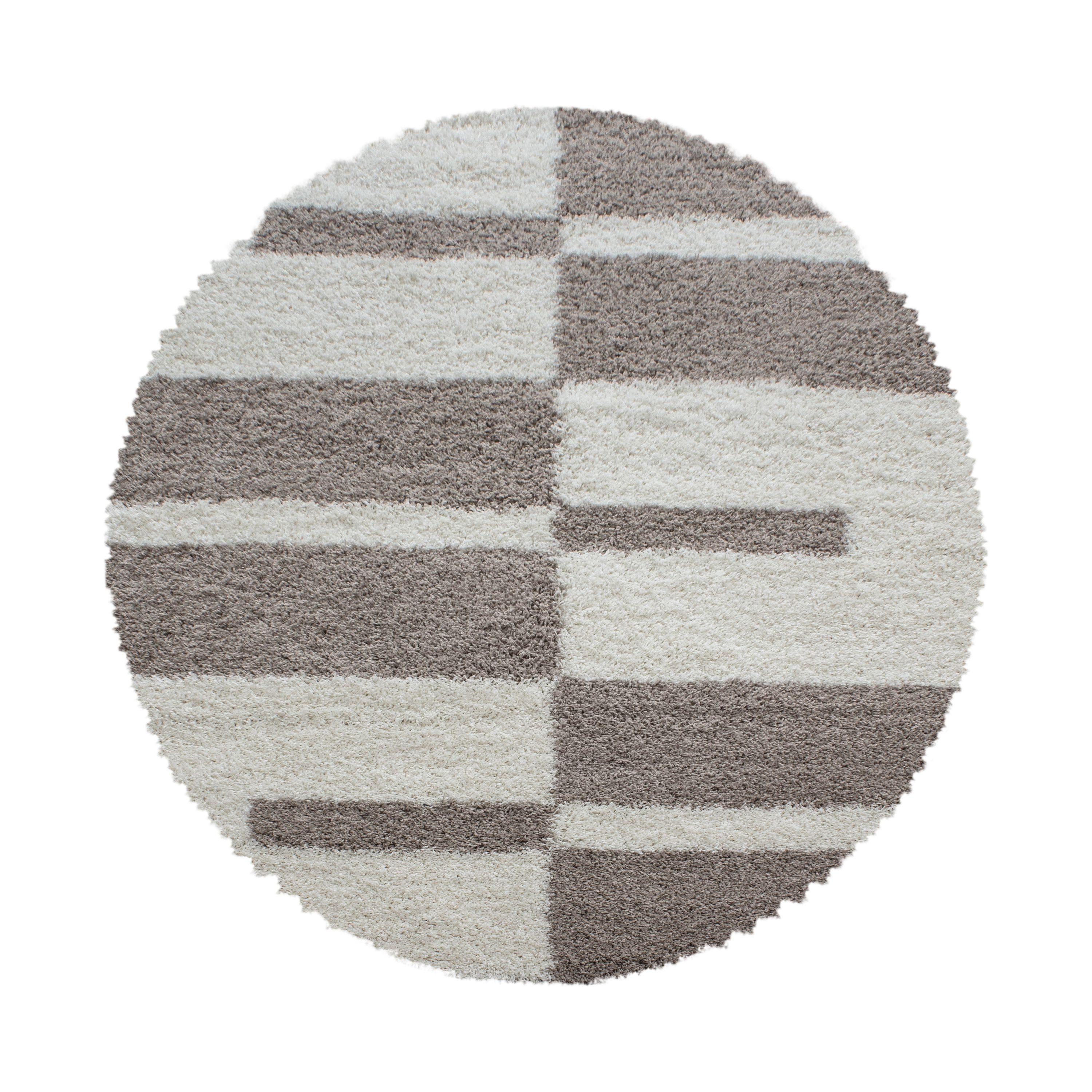 SIMPEX24 Teppich Kariert Design, Rund, Höhe: 30 mm, Teppich Kariert Design Teppich im modern Stil Teppich Wohnzimmer