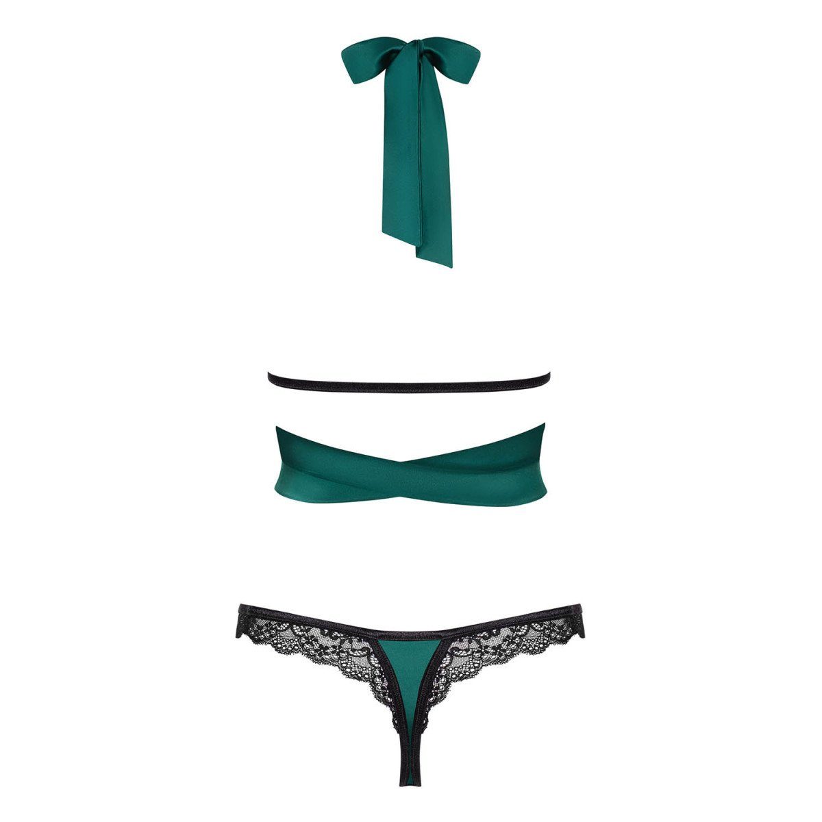 Obsessive thong & green top - Set: (L/XL,XXL) Sensuelia OB Schalen-BH