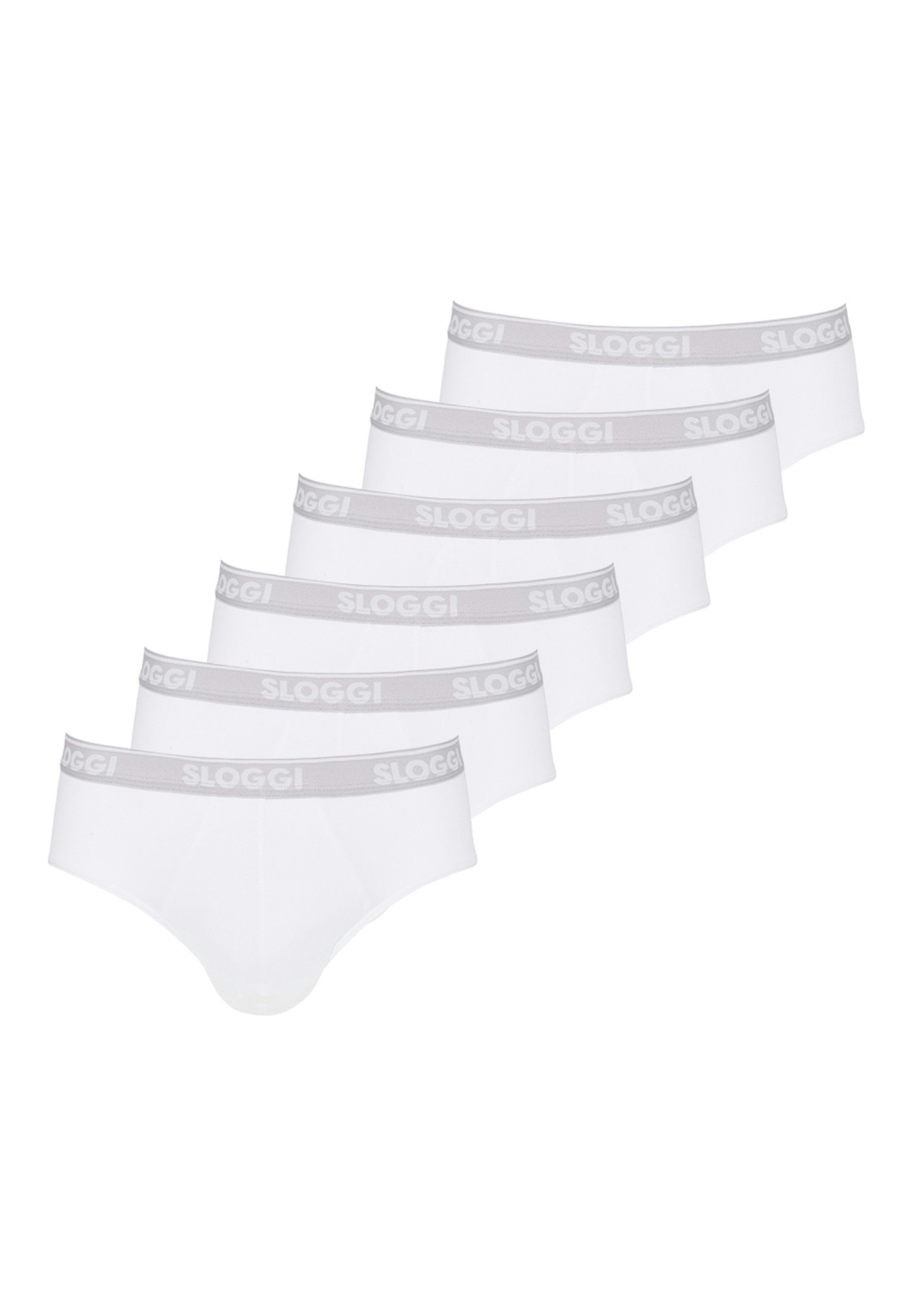 Sloggi Slip 6er Pack Go ABC (Spar-Set, 6-St) Midi Slip - Baumwolle - Ohne Eingriff - Perfekte Passform Weiß